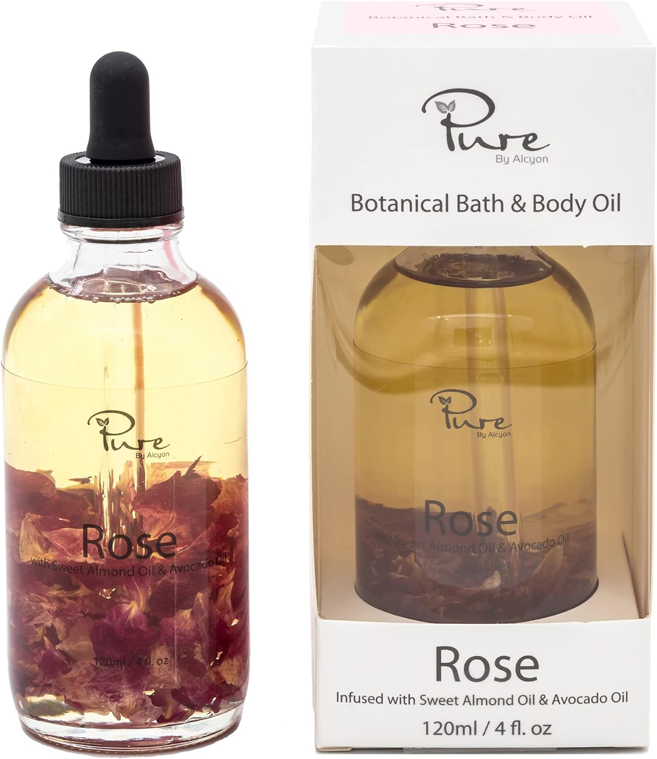 Alcyon Bath & Body Oil - Infused with Natural Botanicals - Turn Your Average Bath Spa-Like Luxurious Experience - Ultimate Relaxation, Skin Nourishment & Moisturizing - Rose Scented (120Ml) image number 1