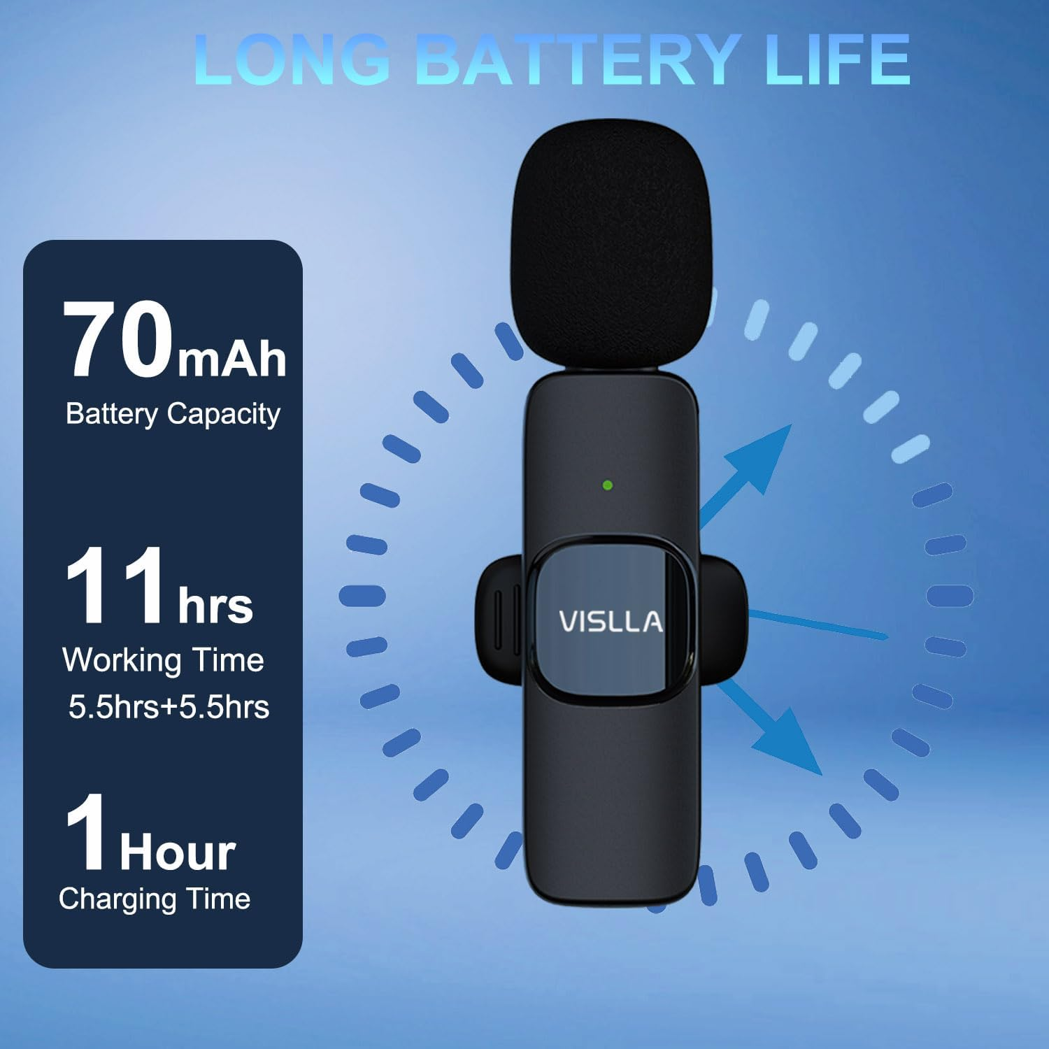 Vislla Wireless Lavalier Microphone for Iphone 15/16/17 Series, Ipad and Android Devices, Noise Cancelling,Bluetooth Mini Lapel Microphone for Youtube/Vlogging/Live Streaming/Tiktok/Interview image number 4