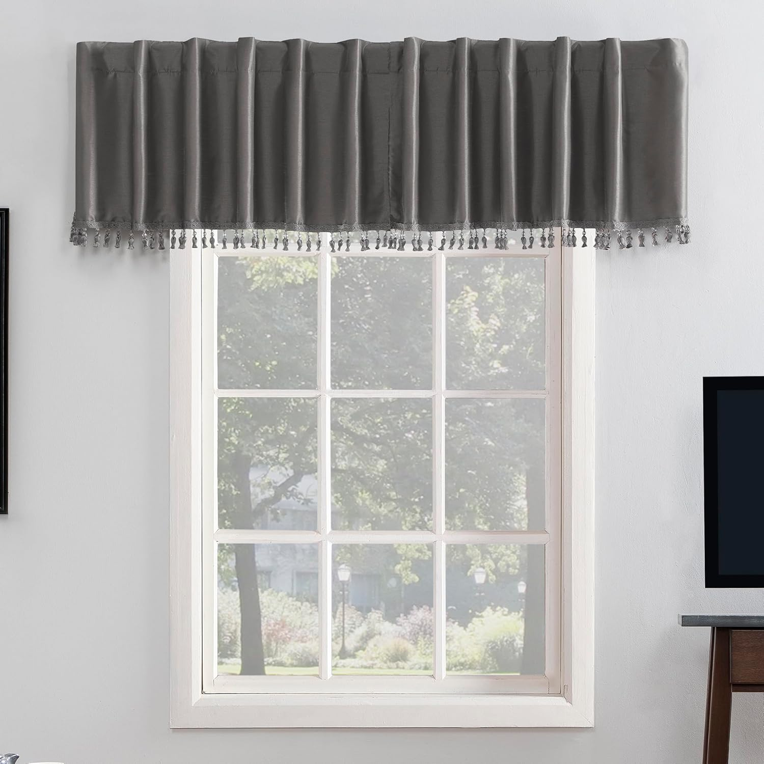 Sun Zero Greyson Faux Dupioni Silk Thermal Extreme Total Blackout Back Tab Curtain Panel, 50" X 84", Stone Beige