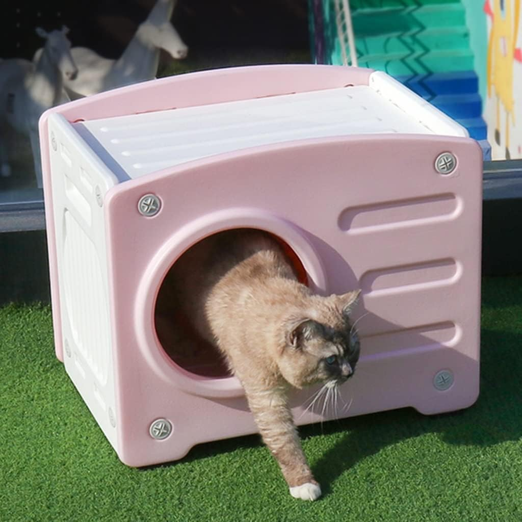 Double-Layer Cat Nest Summer Cat House Summer Cat Bed Removable and Washable Cat Nest General Pet Supplies(Color:Pink)