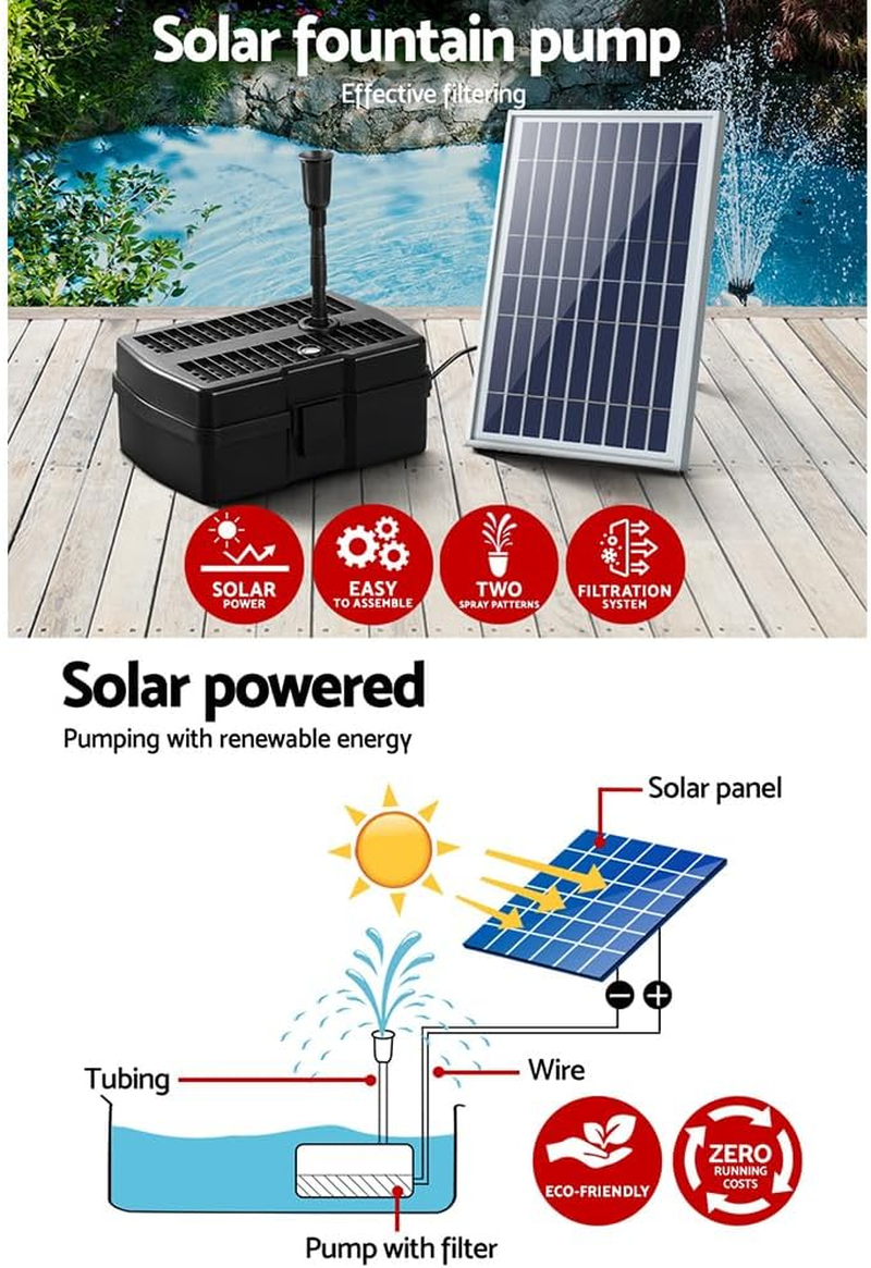 Solar Pond Pump with Filter Box 5FT Water Fountain Outdoor Garden Eco Friendly image number 2