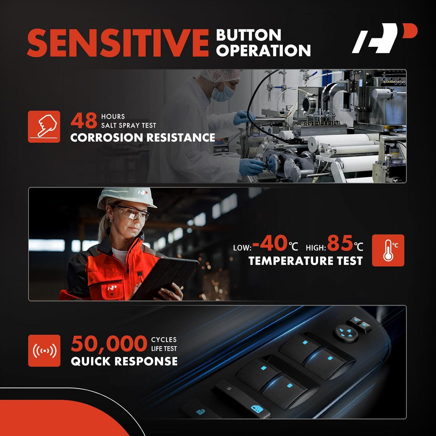 A-Premium Power Master Window Switch Compatible with Jeep Grand Cherokee 2014 2015 2016 2017 2018, with Power Folding Mirrors, with Dual Auto, Front Left Driver Side, Replace# 68184803AC image number 1