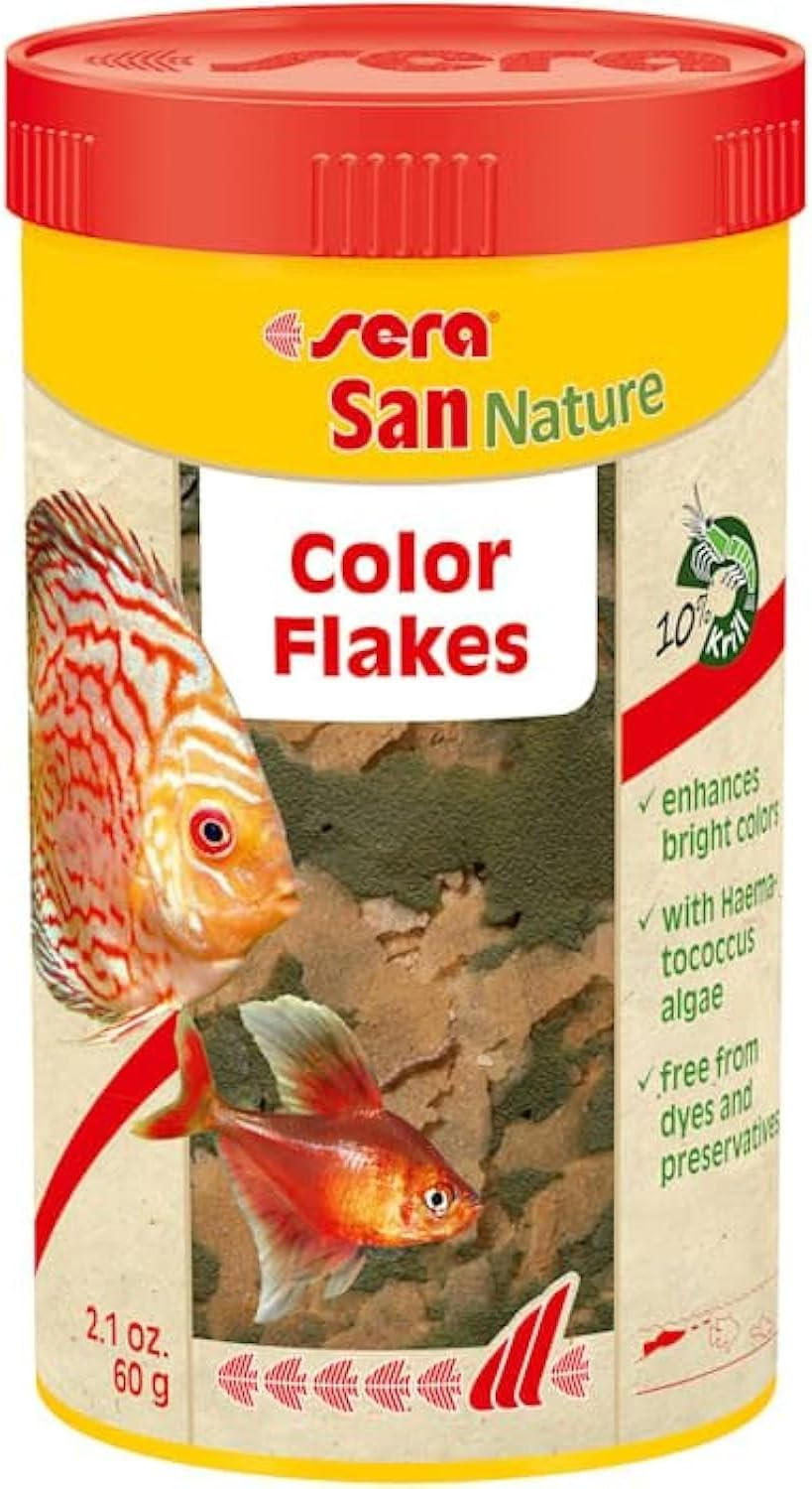 Sera San Colour Flakes, Colour Food for Ornamental Fish Eating at the Surface, for Freshwater Aquariums, 10L (2Kg)
