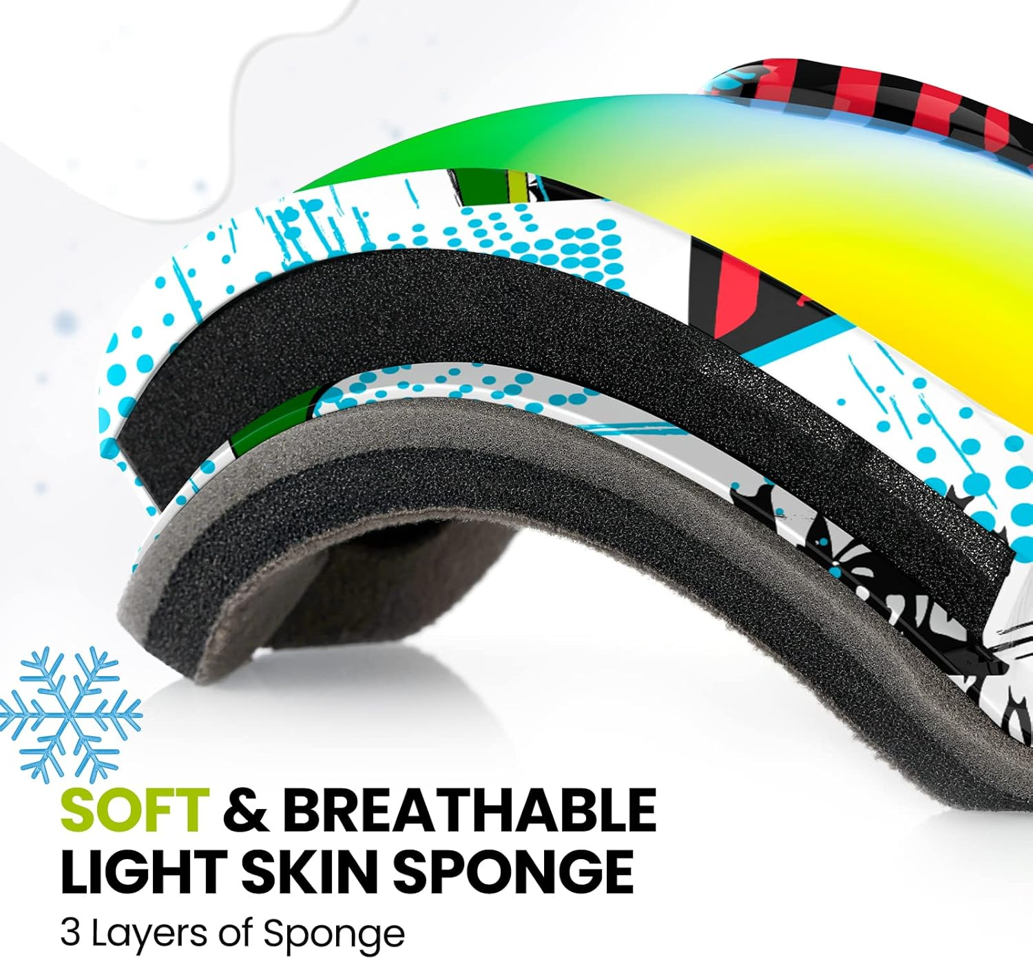 Outdoormaster Kids Ski Goggles - Helmet Compatible Snow Goggles for Boys & Girls with 100% UV Protection - 01Vlt 13％ image number 2