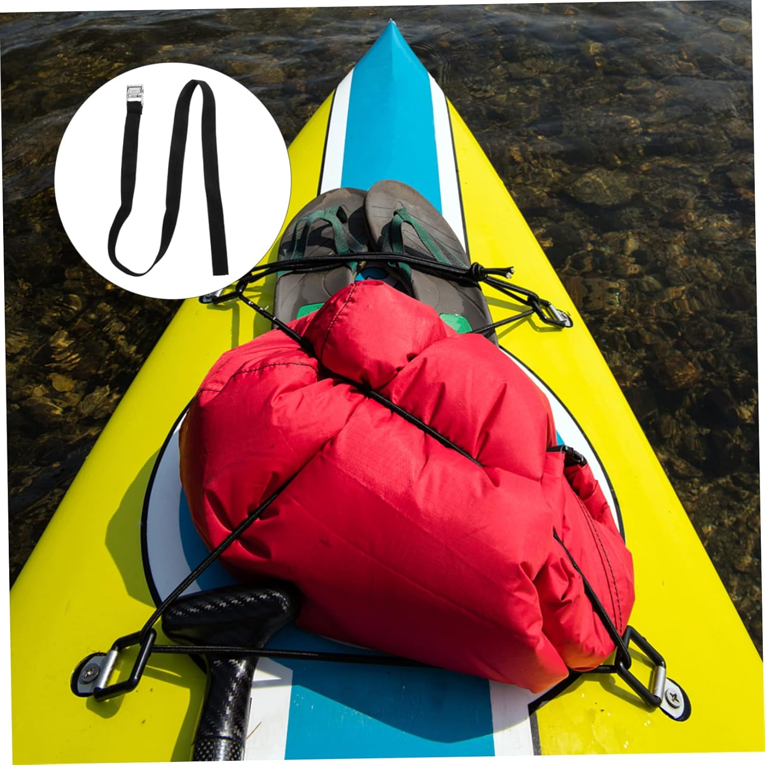 DECOMELODY 2Pcs Luggage Bundling Belt and Surfboard Straps with Metal Ratchet Tightener, Sturdy Travel Tie down Straps for Fitness Equipment and Roof Rack, Outdoor Packing and Securing Gear