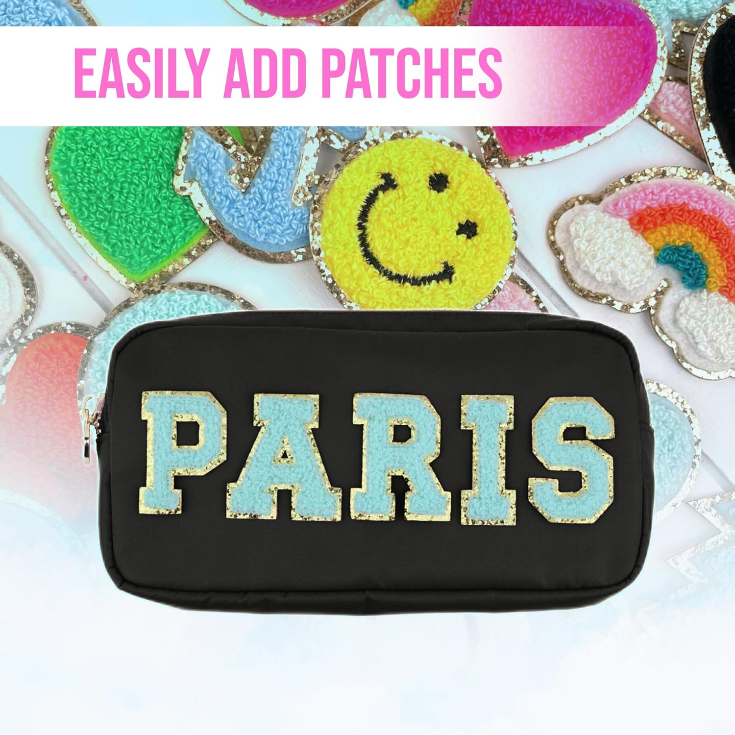 DANCOUR Nylon Makeup Bags for Women Large Preppy Travel Toiletry Pouch Cosmetic Bag Makeup Organizer, Black, Small, Small image number 6