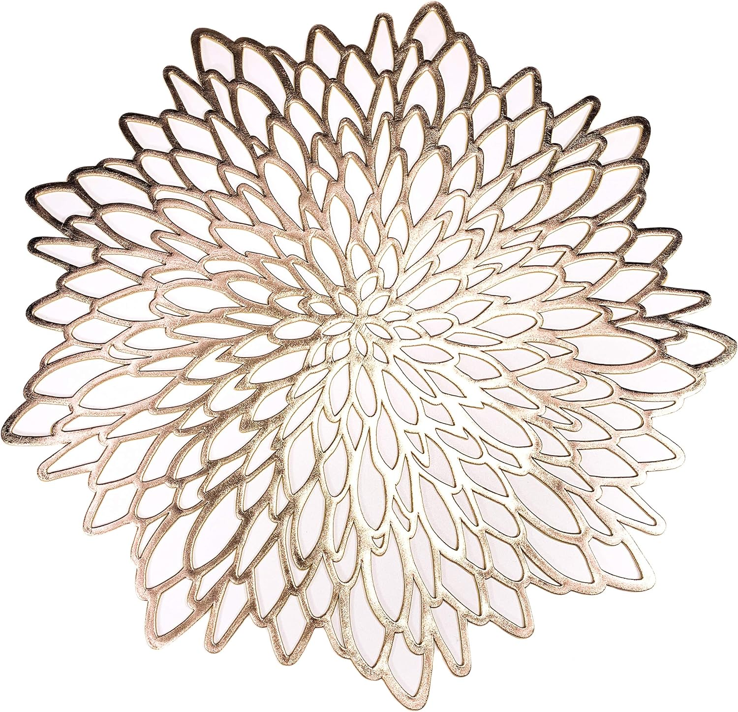 Snowkingdom 6 Pack Rose Gold Placemats Metallic Pressed Vinyl for Mother'S Day Table Decoration Dinning Mats round Floral Charger Plates Bridal Shower Party Birthday Wedding Valentine Christmas