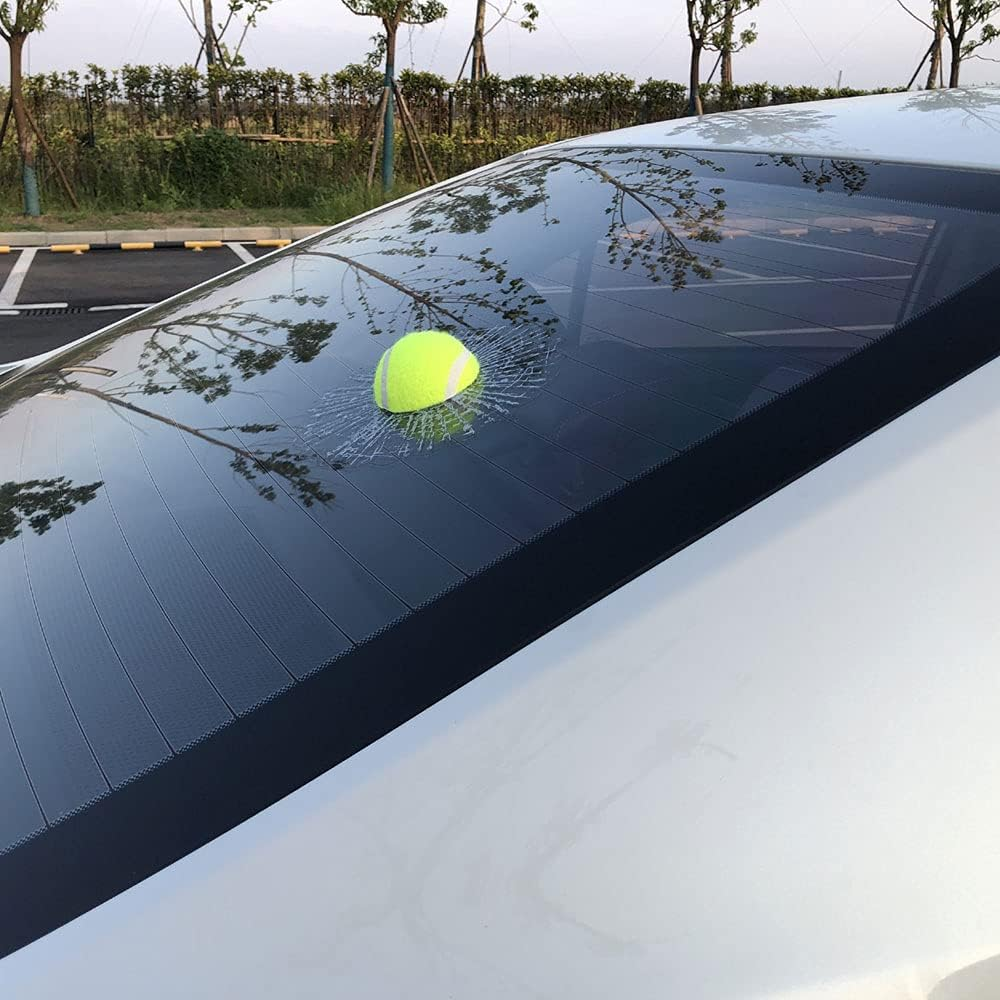 3D Prank Tricky Creative Glass Window Stickers Funny Auto Car Styling Ball Hits Car Body Window Sticker Self Adhesive Decal Accessories (Green Tennis)