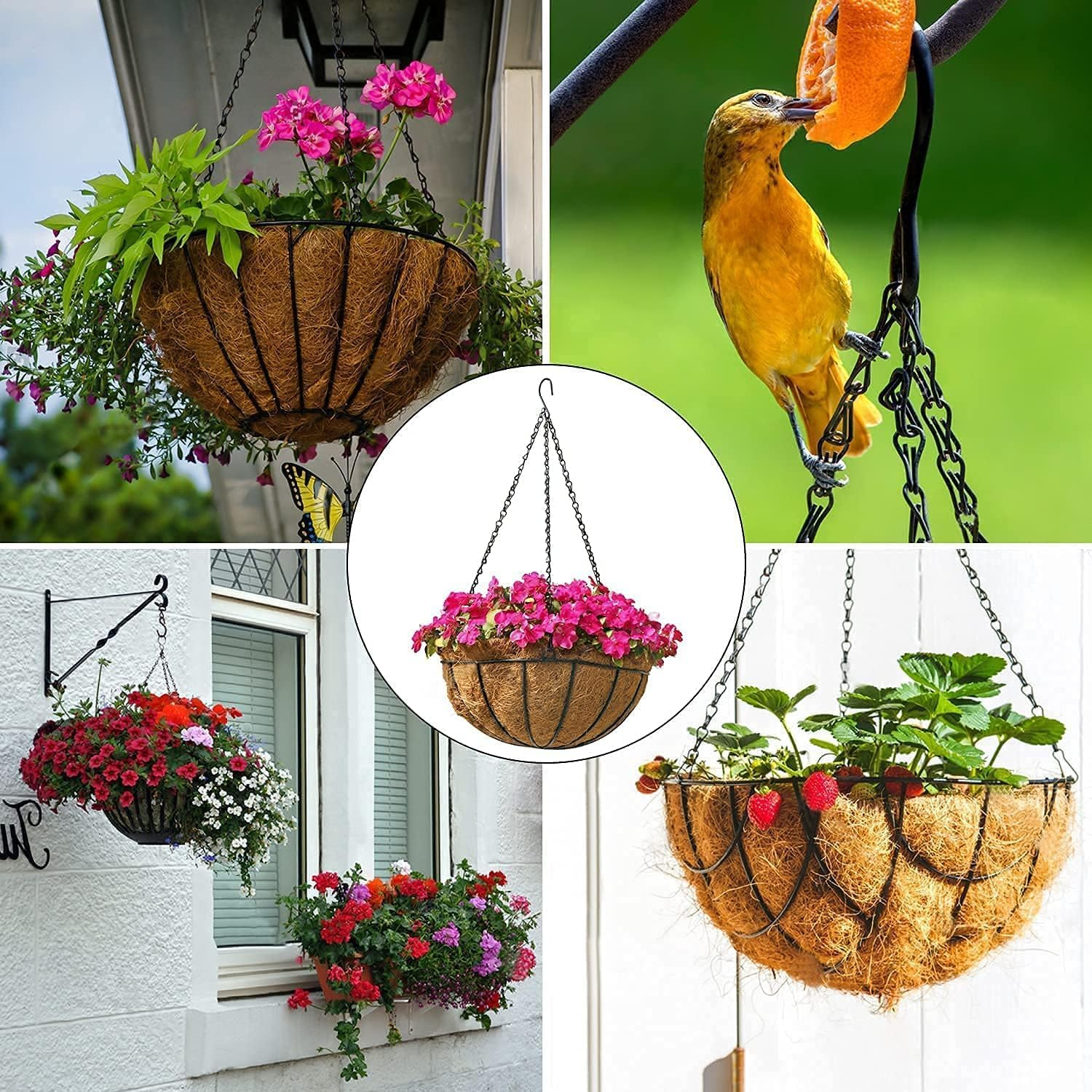 Hysgscwd 8Pcs Hanging Baskets Chains, 16 Inch Long Hanging Chains for Plants, Flower Plant Pot Basket Chains with Hooks, 3 Point Replacement Chain Hangers for Bird Feeder, Lantern, Planters, Ornaments image number 5