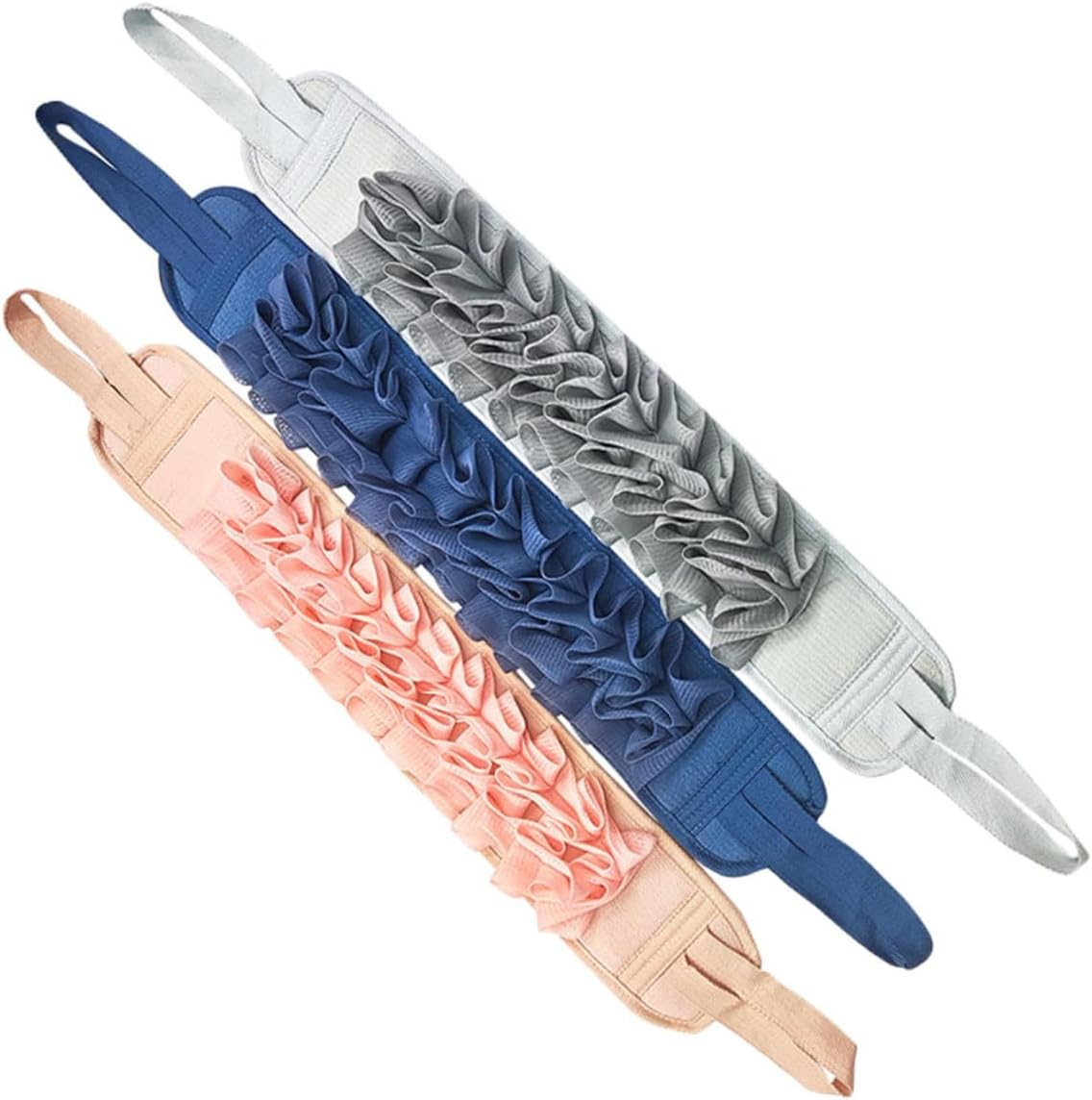 COLLBATH 3Pcs Portable Bath Shower Scrubber Exfoliating Back Scrubber Washing Strap for Ages image number 1