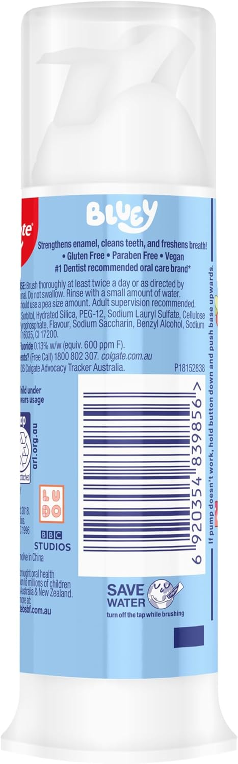 Colgate Kids Bluey Strawberry Pump Toothpaste, 85G image number 4
