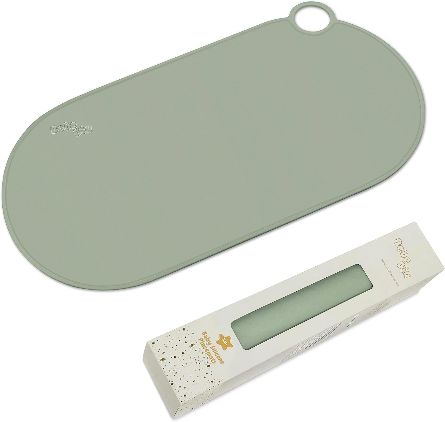 Silicone Placemat for Kids Toddlers Baby, Non-Slip Kids Placemats for Dining Table, Wipeable Stain Resistant Baby Food Eating Mat Hanging for Storage, Dishwasher Safe (Moody Blue)