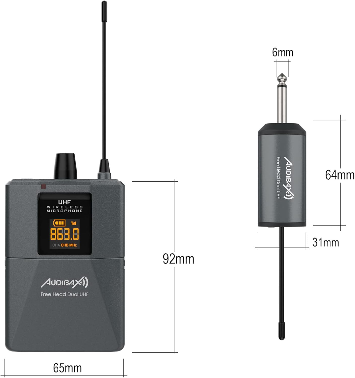 Audibax Missouri Free Head Dual UHF Sistema De Micr&oacute;fono De Diadema Con Receptor Recargable image number 6