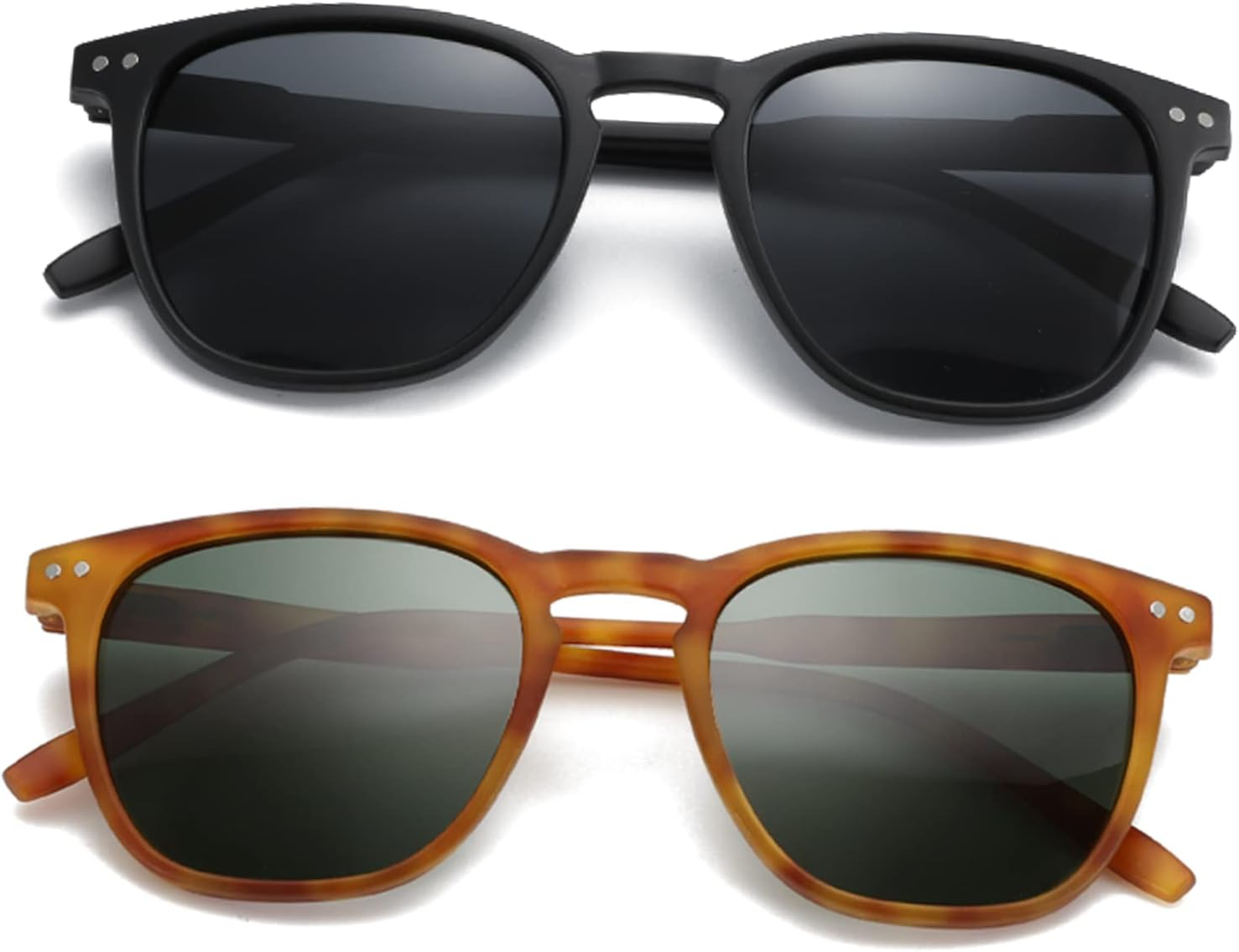 ZENOTTIC Polarized Sunglasses for Women Men: Retro Shades round Square Frame UV Protection 2 Pack image number 2