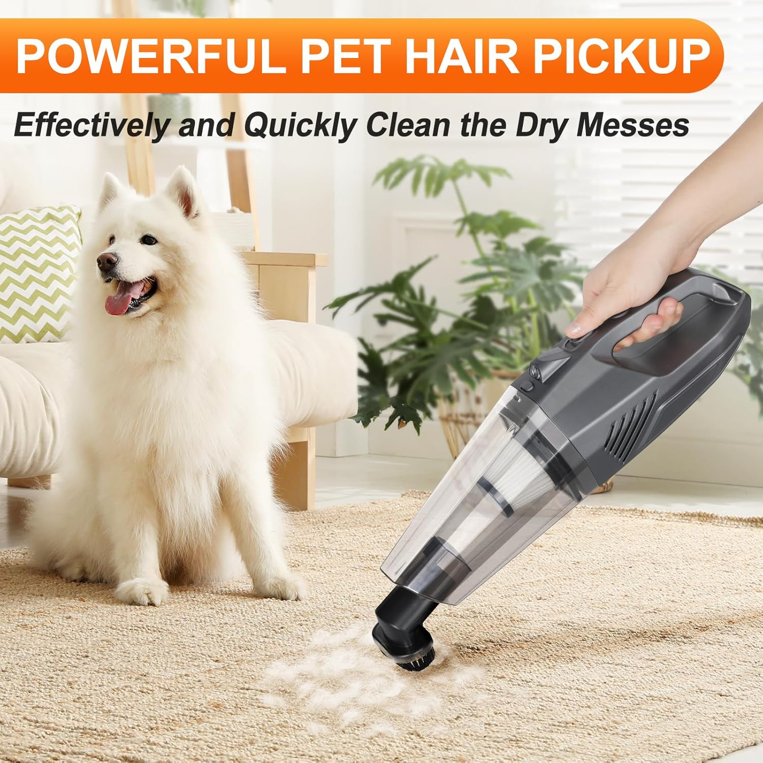 Handheld Vacuum Cleaner Portable Rechargeable with Washable HEPA Filter, Cordless Car Vacuum Cleaner Powerful for Home Carpet Stairs Pet Hair, Mini Hoover Car Hoovers Lightweight (Sliver) image number 1