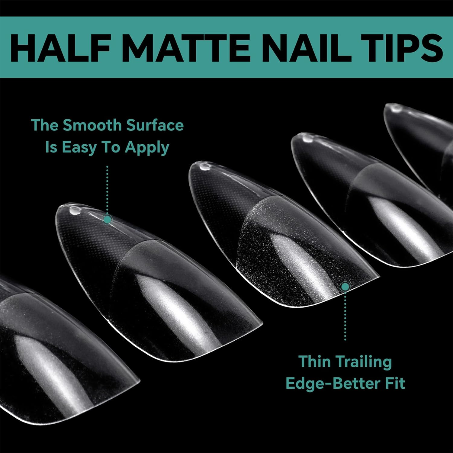 BREENHILL Full Cover False Nail Tips, Short Almond Gel Tips for Nail Extension, 12 Sizes, Nail Salon, 103 - Medium Coffin 102 image number 3