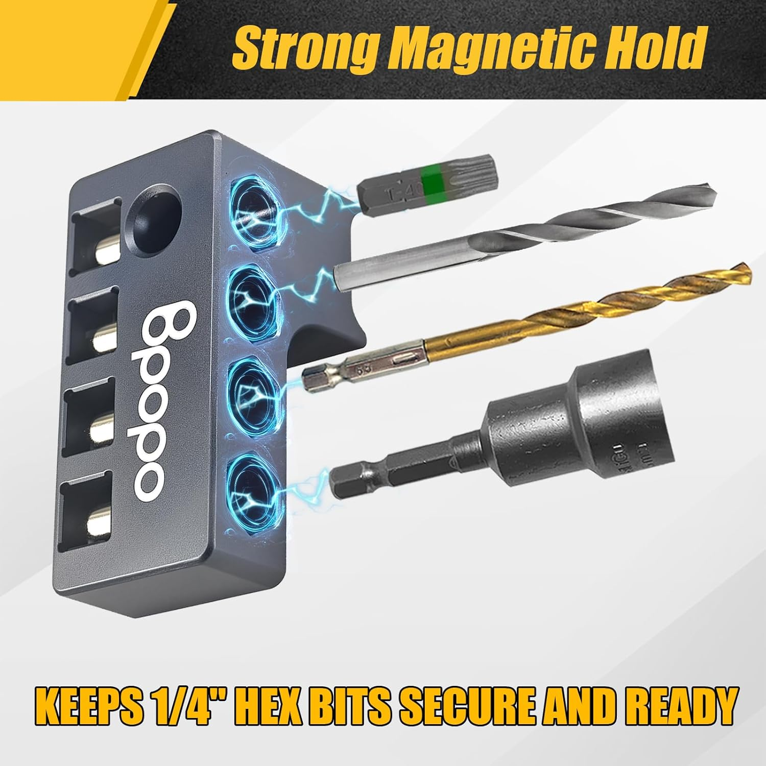 Aluminum 1/4-Inch Hex Bits Holders Fit for Dewalt Wrox Cordless Impacts Screwdrivers, Powerful Magnet Drill Bit Sleeve Organizer,Easy Access to Hex Screw Bit Storage on Side of Power Drill,Right Side image number 3