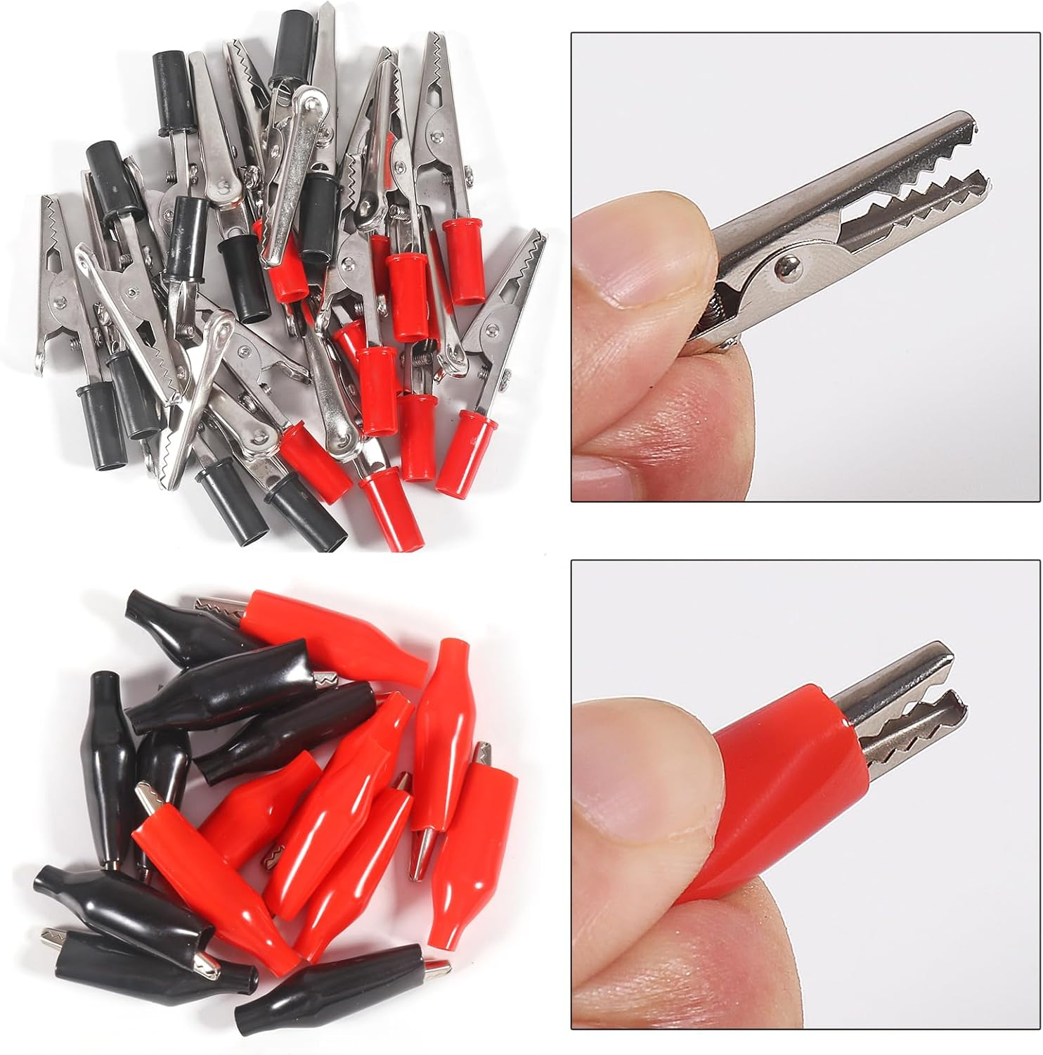 DIANN 60Pcs 10 Type Metal Alligator Clip Clamp Assortment Kit Red Black Crocodile Electrical Test Clamps Connector Jumper Helper with Protective Insulation Cover for Laboratory Testing