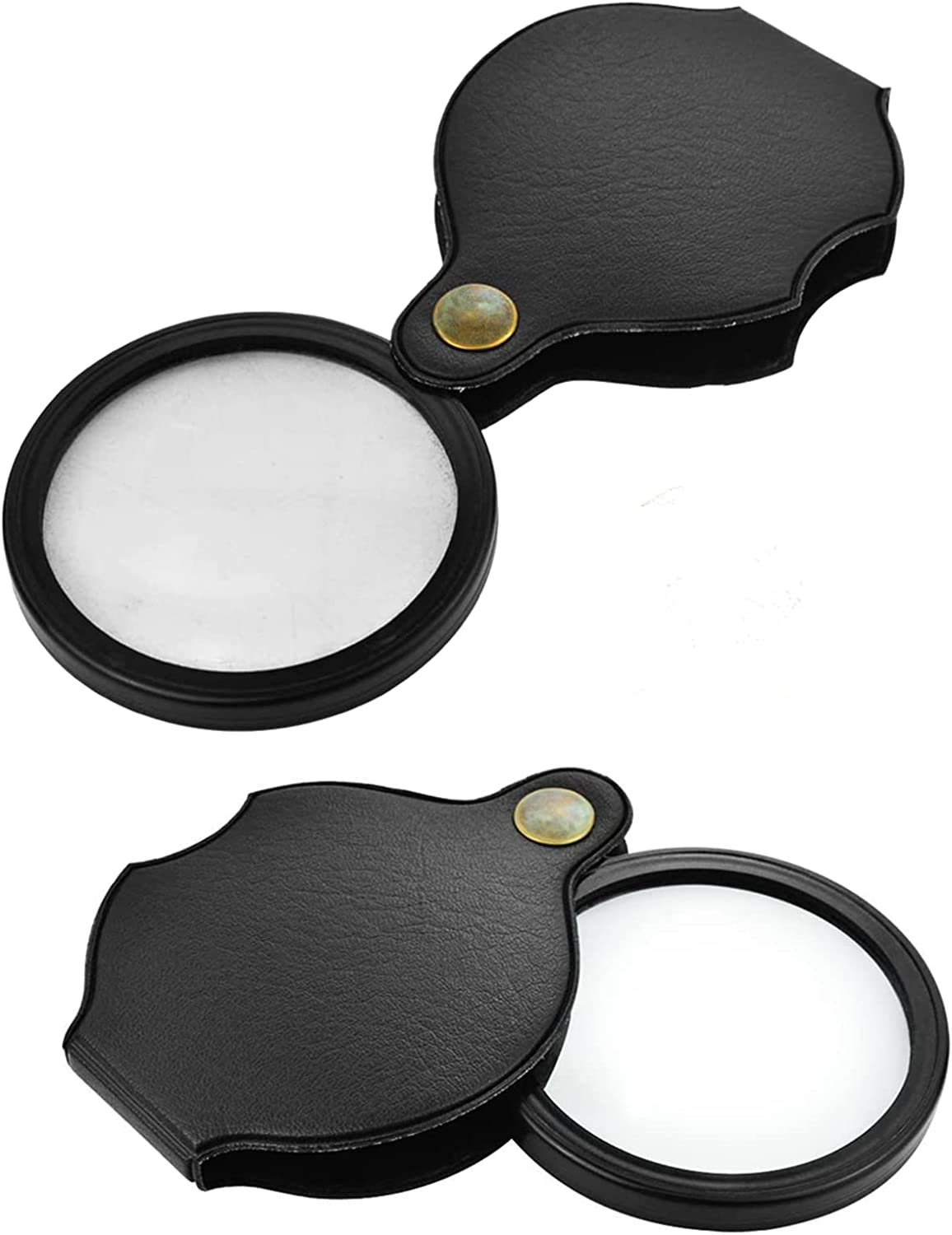 [2Pack] 10X Pocket Mini Magnifier Glass,Folding Magnifying Lenses with Rotating Protective Leather Sheath for Seniors Reading, Inspection,Exploration image number 3