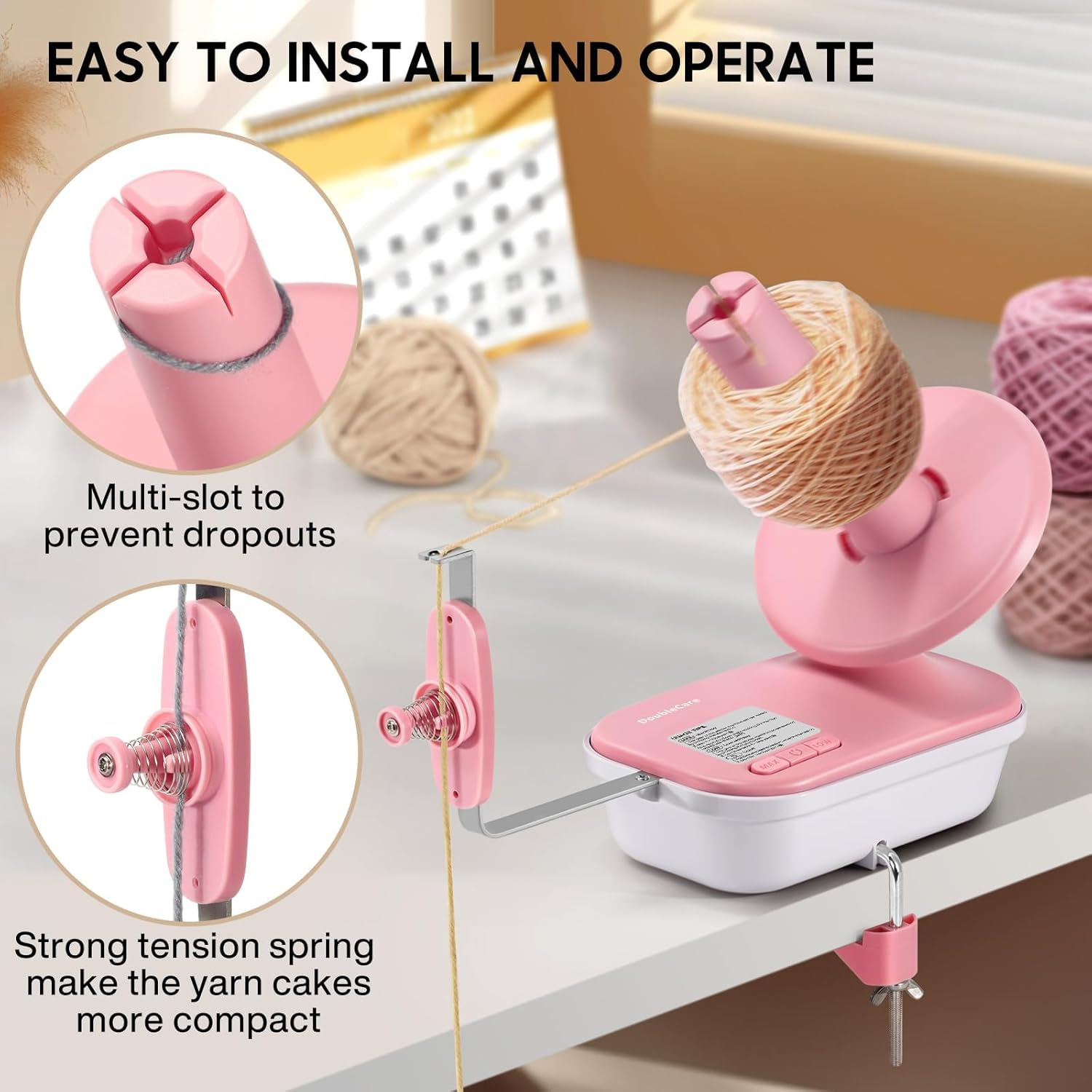 Electric Yarn Winder for Crocheting High Speed, Upgrade Three Gears Adjustable 4-10Oz Large Capacity Automatic Yarn Ball Winder, Yarn Spinner, the Helper for Knitting Enthusiast image number 4