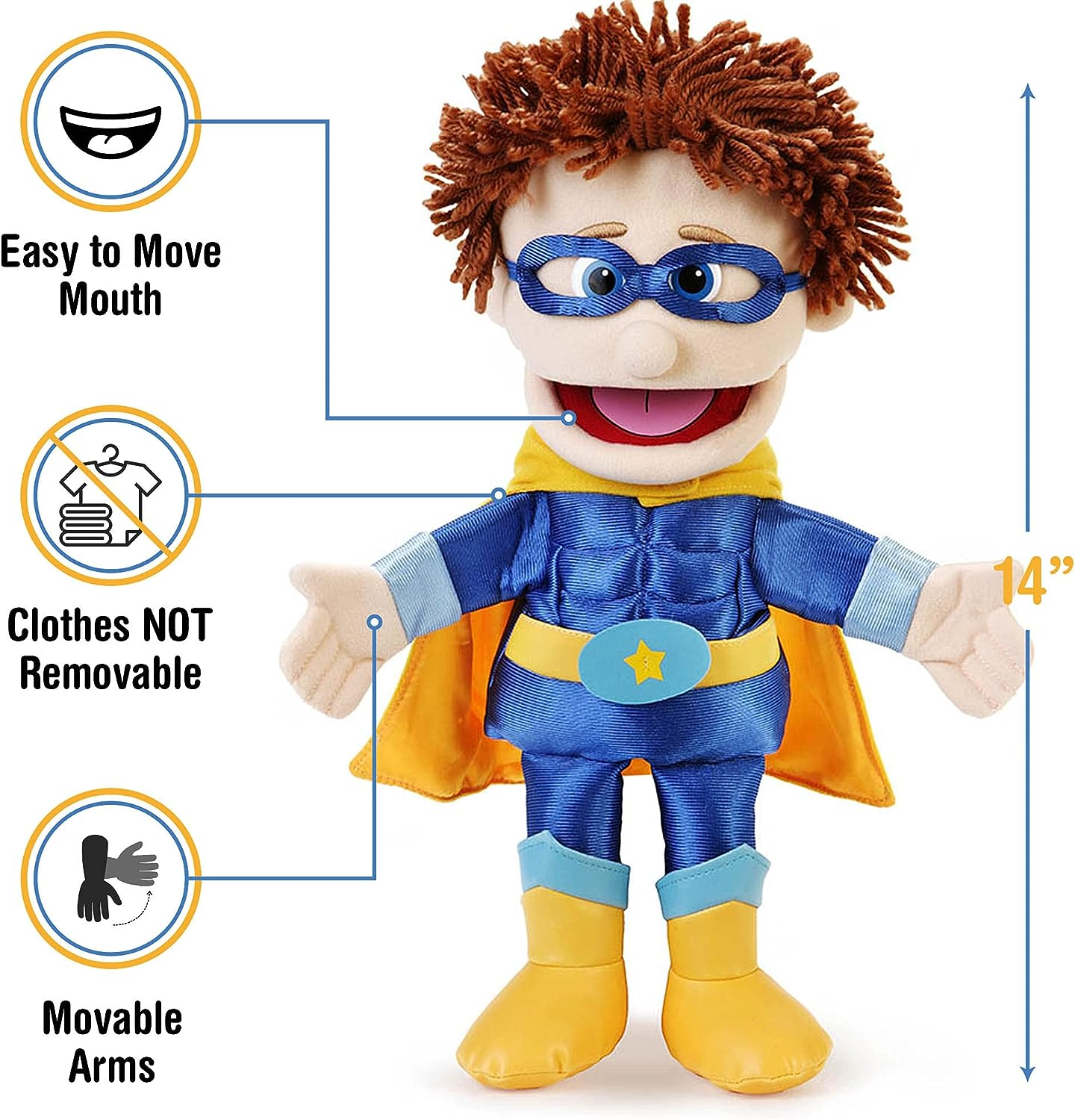 14" Superhero, Peach Boy, Hand Puppet image number 2