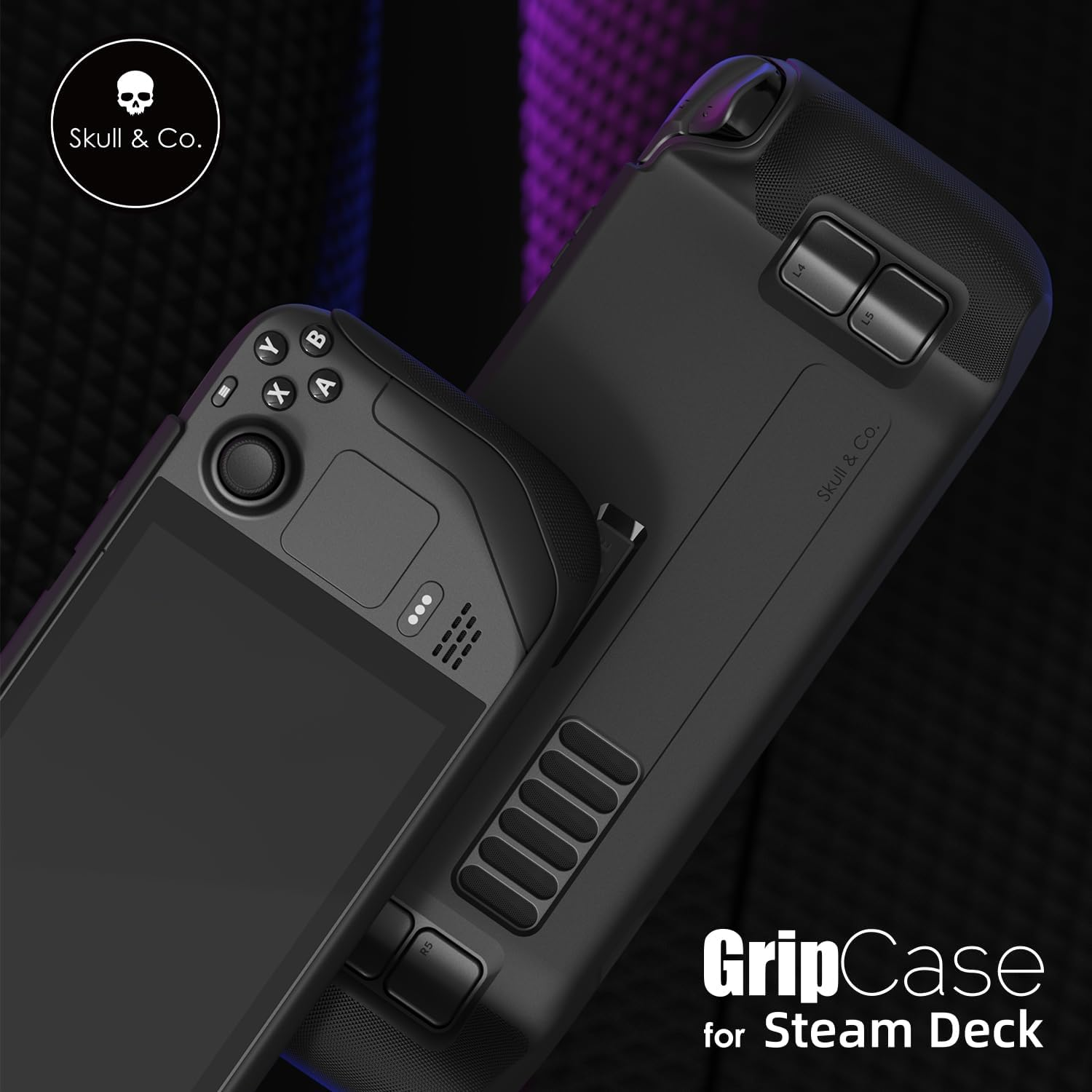 Skull & Co. Gripcase SD for Steamdeck: a Soft Protective Case with Textured Grips Full Protection and Stand, Shock-Absorption Non-Slip and Anti-Scratch Cover Design - Galactic Purple image number 4