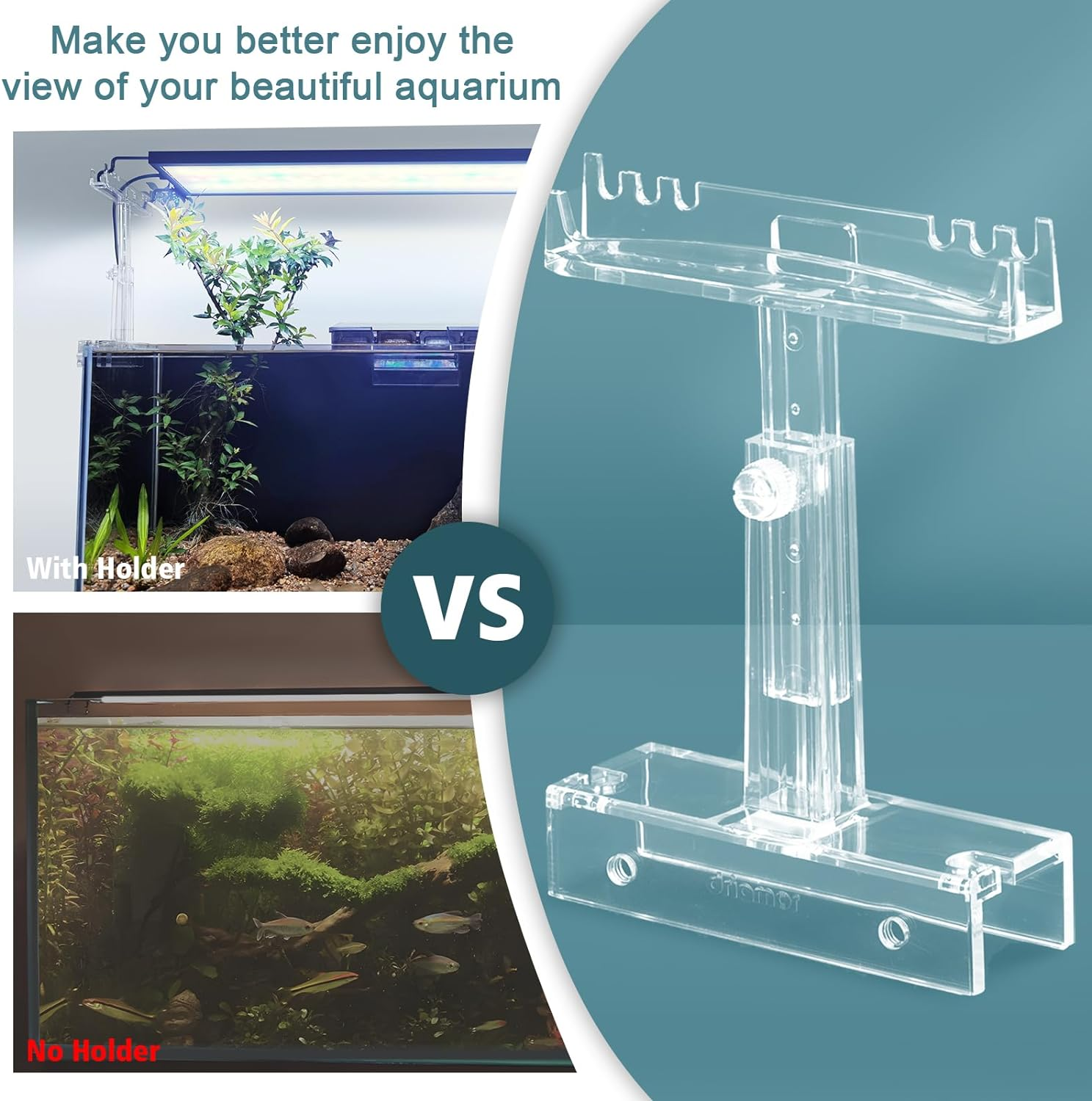 Driamor Aquarium Light Holder Adjustable, Clear Acrylic Fish Tank LED Light Riser Stand Aquarium Lamp Brackets Kit 2Pcs Transparent Support for Width 2.34-4.7 Inches Light with Extendable Bracket image number 4