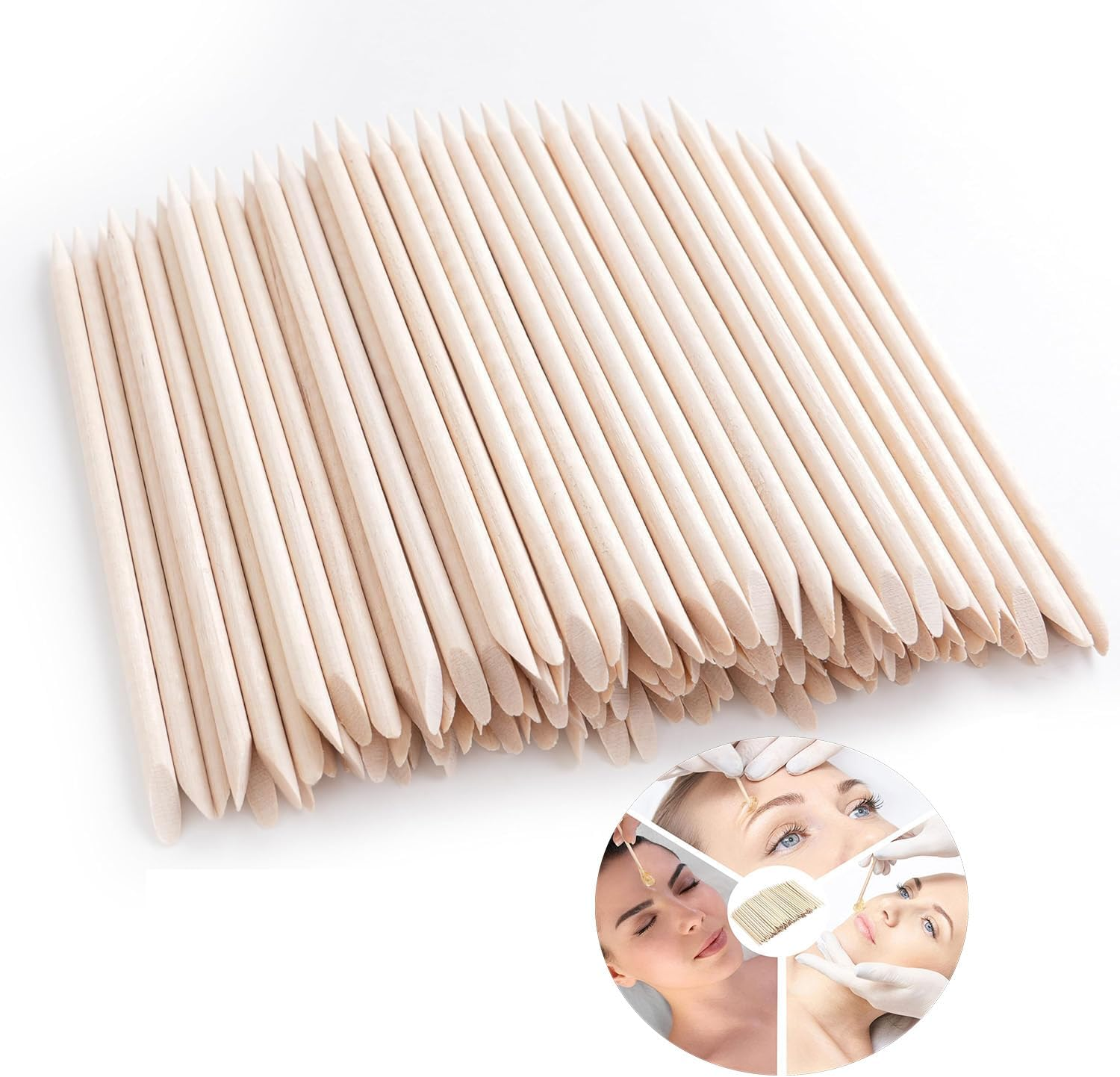 Taicols 400 PCS Eyebrow Wooden Wax Sticks, Double Sided Eyebrow Wax Spatula Sticks, Wax Applicator Sticks for Lip Nose Face Hair Removal Smooth Skin Use,For Home Spa Hair Removal Smooth Skin Use