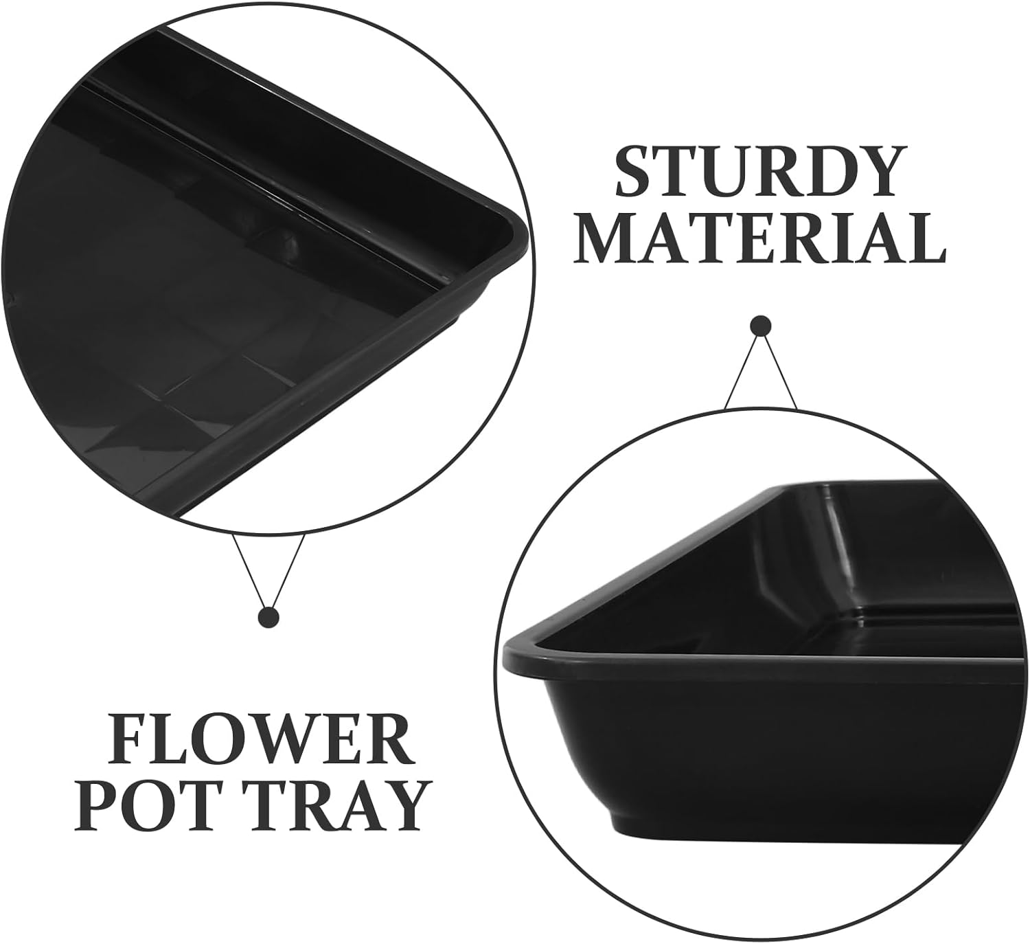 POPETPOP 2Pcs Square Plant Saucer: Plastic Plant Pot Tray 16 Inch Black Plant Water Drip Tray Pot Water Catcher Saucer image number 4