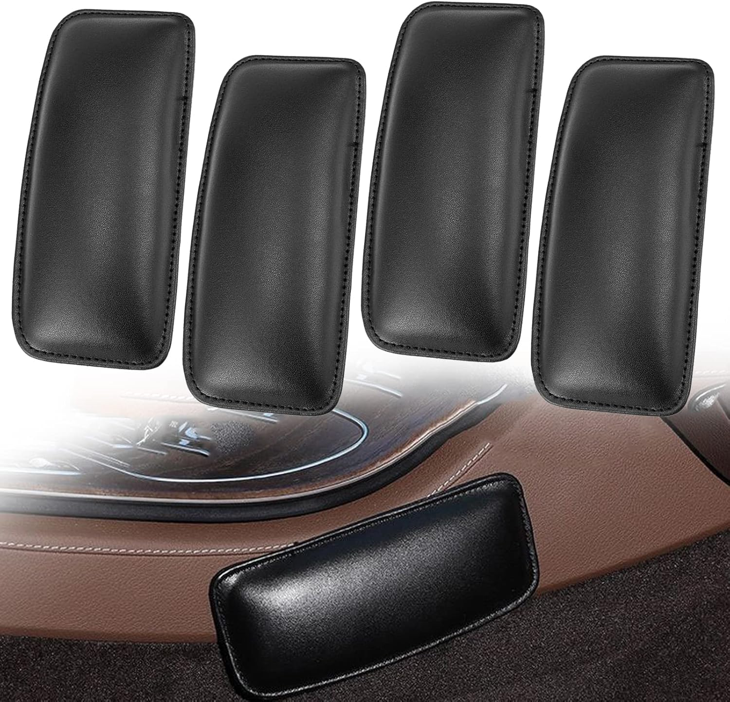 Betterjonny 4 Pcs Car Knee Cushion for Center Console, PU Leather Car Knee Cushion Elbow Pillow Universal Auto Car Knee Pad, Leg Pad, Inner Leg Pad,Knee Pad for Car Interior Accessories(Black) image number 2