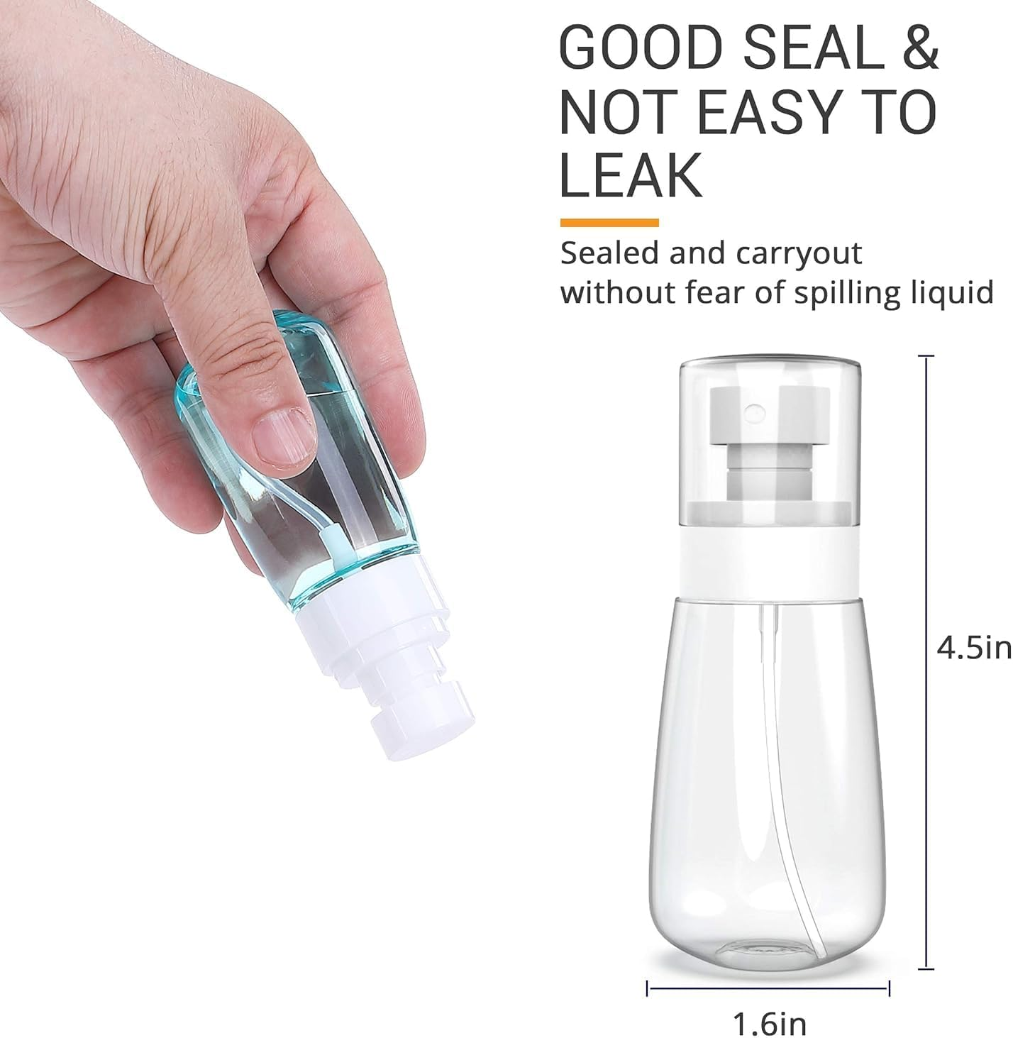 Pack of 2 Leak-Proof Travel Spray Bottles, Small Size 60Ml, Fine Mist Spray Bottle for Hair and Face - Mini, Portable and Refillable image number 6