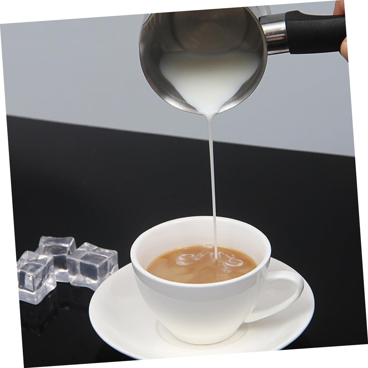 OHPHCALL Stainless Steel Milk Frother Jug with Ergonomic Handle Smooth Polished Espresso Pitcher Cup for Home Coffee Brewing image number 1