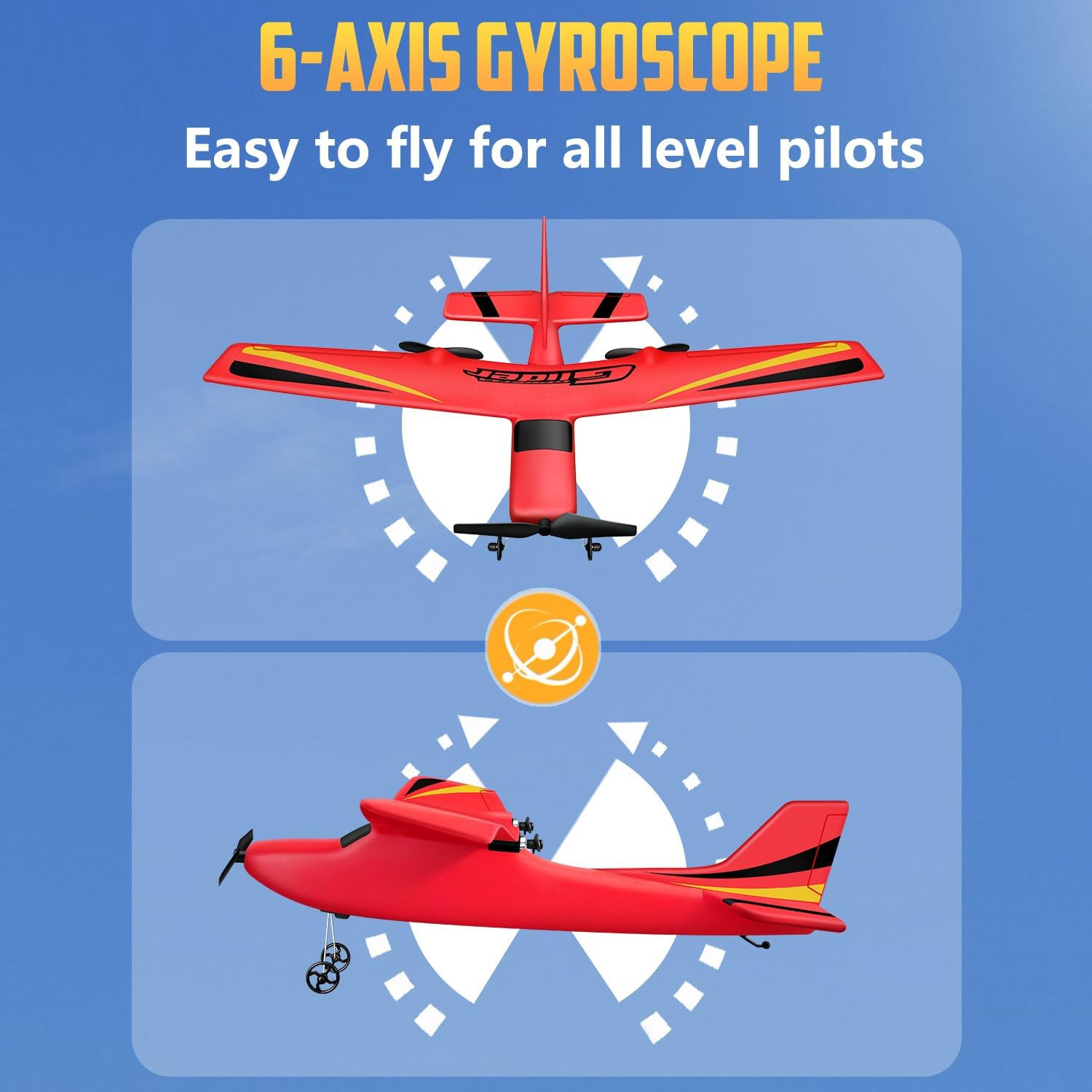 HAWK'S WORK 2 Channel RC Airplane, RC Plane Ready to Fly, 2.4Ghz Remote Control Airplane, Easy to Fly RC Glider for Kids & Beginners (Blue) - 4Ch-White-Brushless image number 4