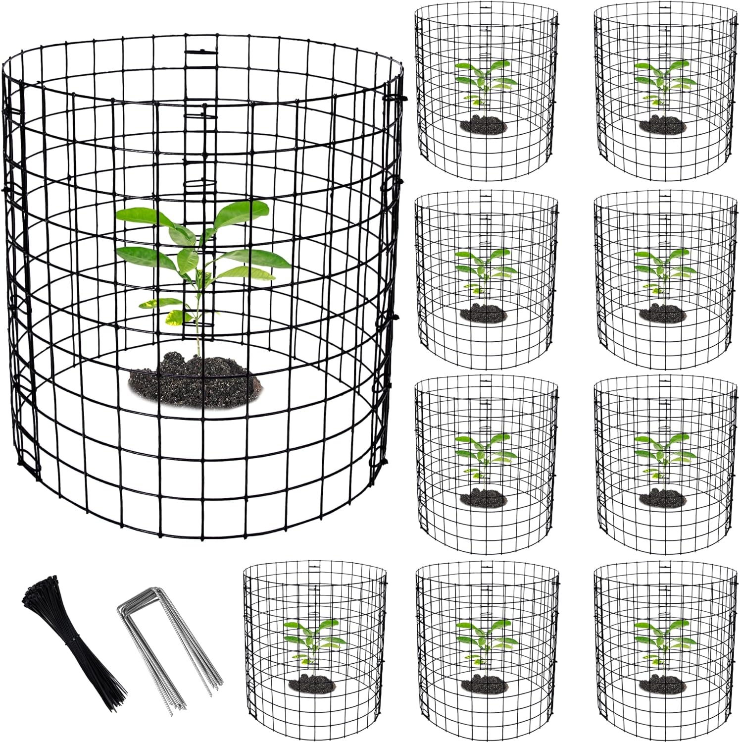 Adnee 10 Packs Wire Plant Protector from Animals - 12" H X 12" D Metal Mesh Plant Cage Covers - Sturdy Garden Bunny Barricades Chicken Wire Cloche for Plants Shrubs Vegetables Flowers image number 1