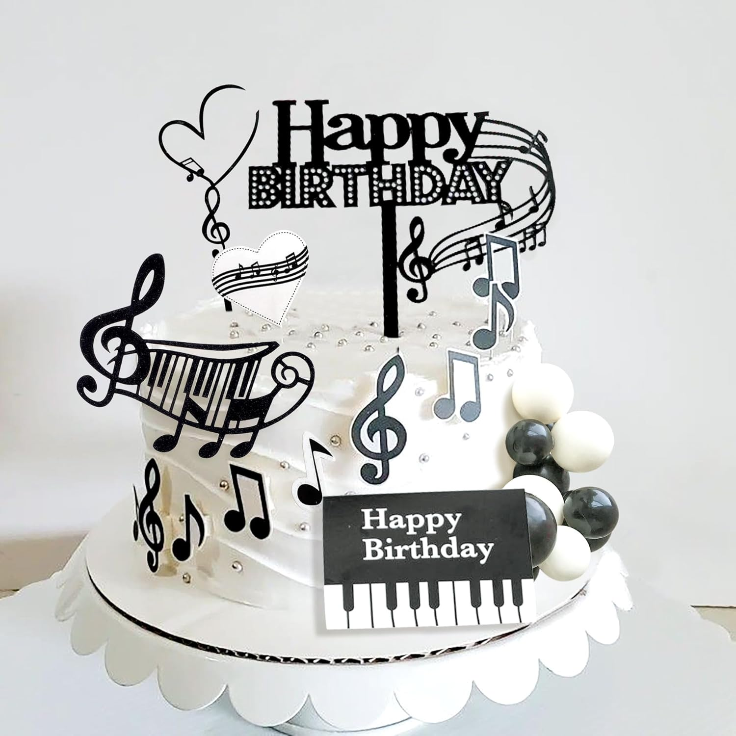 Jevenis Rock Music Cake Topper Guitar Cake Toppers Music Notes Balls Cake Decorations for Musician Birthday Party Rock Theme Party image number 4