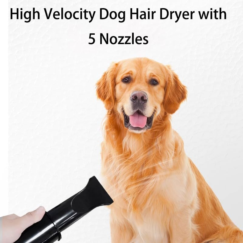Dog Dryer,High 3200W/4.3HP Velocity Dog Hair Dryer with 5 Nozzles, Adjustable Speed, Constant Temperature Low Noise Professional Grooming Dryer,Black image number 5