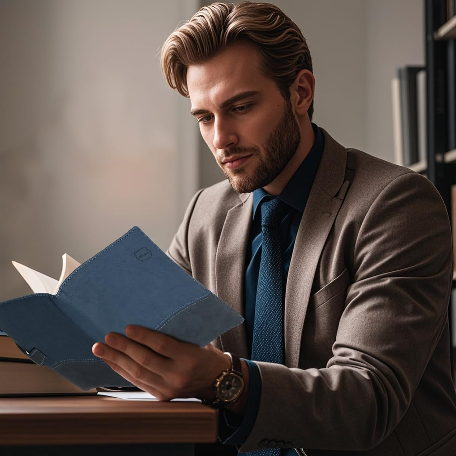 MIAOKE Journal Notebook, A5 Lined Leather Diary, 300 Pages, Luxury Pen Included, Hardcover Professional Notebook for Office, Travel, Business image number 6