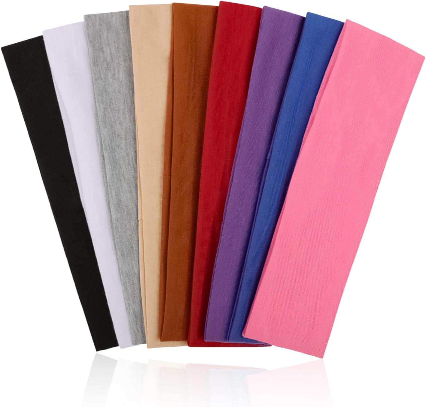 9Pcs Headbands for Women & Men, Non Slip Sweat Band Fashion Elastic Head Bands for Women'S Hair, Soft Hair Bands Cotton Cloth Stretchy Headband for Daily Workout Yoga Running Sports
