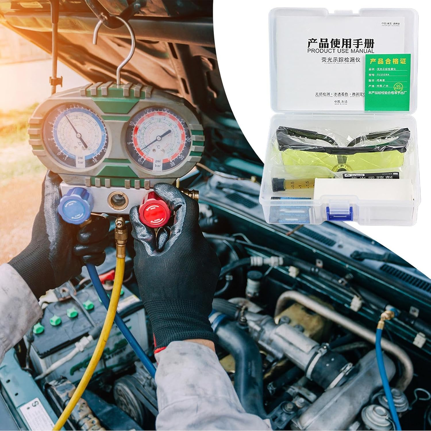 AC Leak Detector Kit | Detection Tool for Air Conditioner - Long-Lasting UV Light Air Conditioner Leak Detector for Automotive, Home, Vehicle, RV image number 1