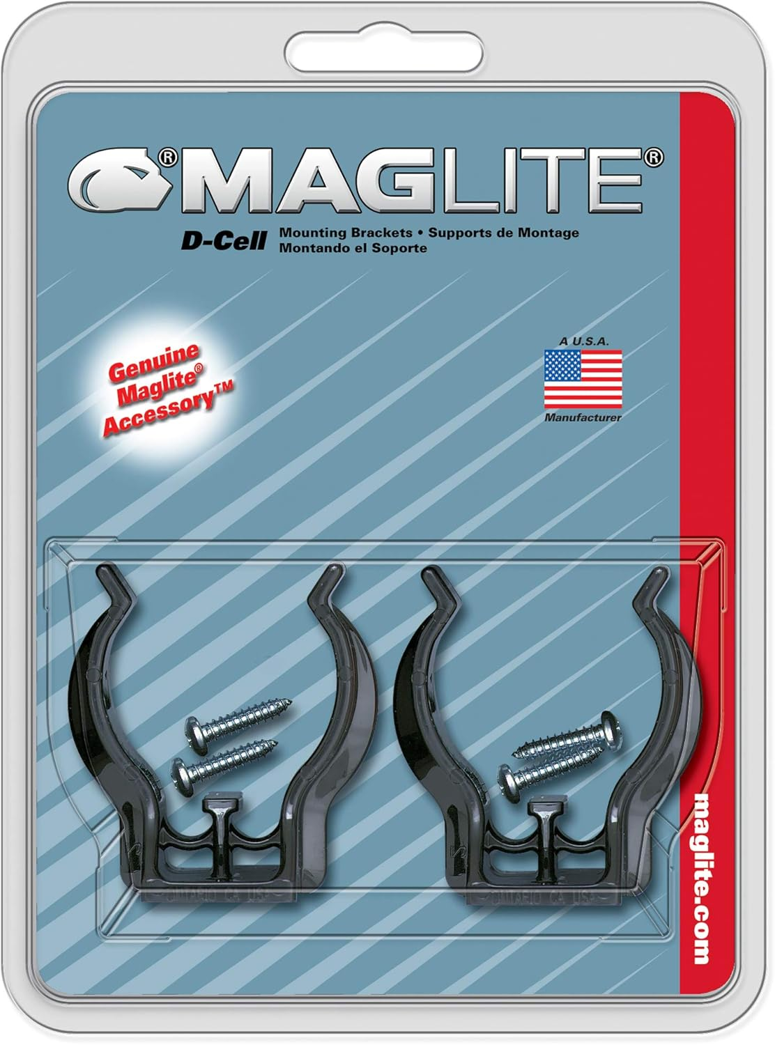 Maglite Black Universal Mounting Brackets for D-Cell Flashlight, 2 Pk