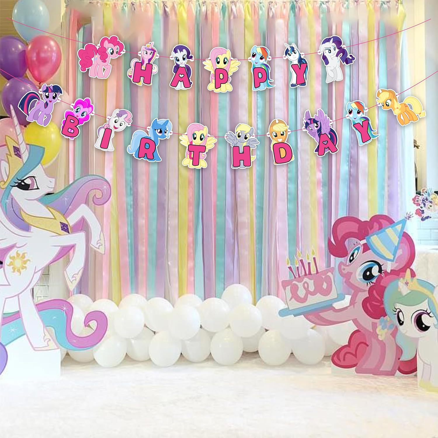 My Little Pony Happy Birthday Banner &ndash; Adorable Pony Characters in Vibrant Colors &ndash; Perfect for Kids&rsquo; Birthday Parties image number 6