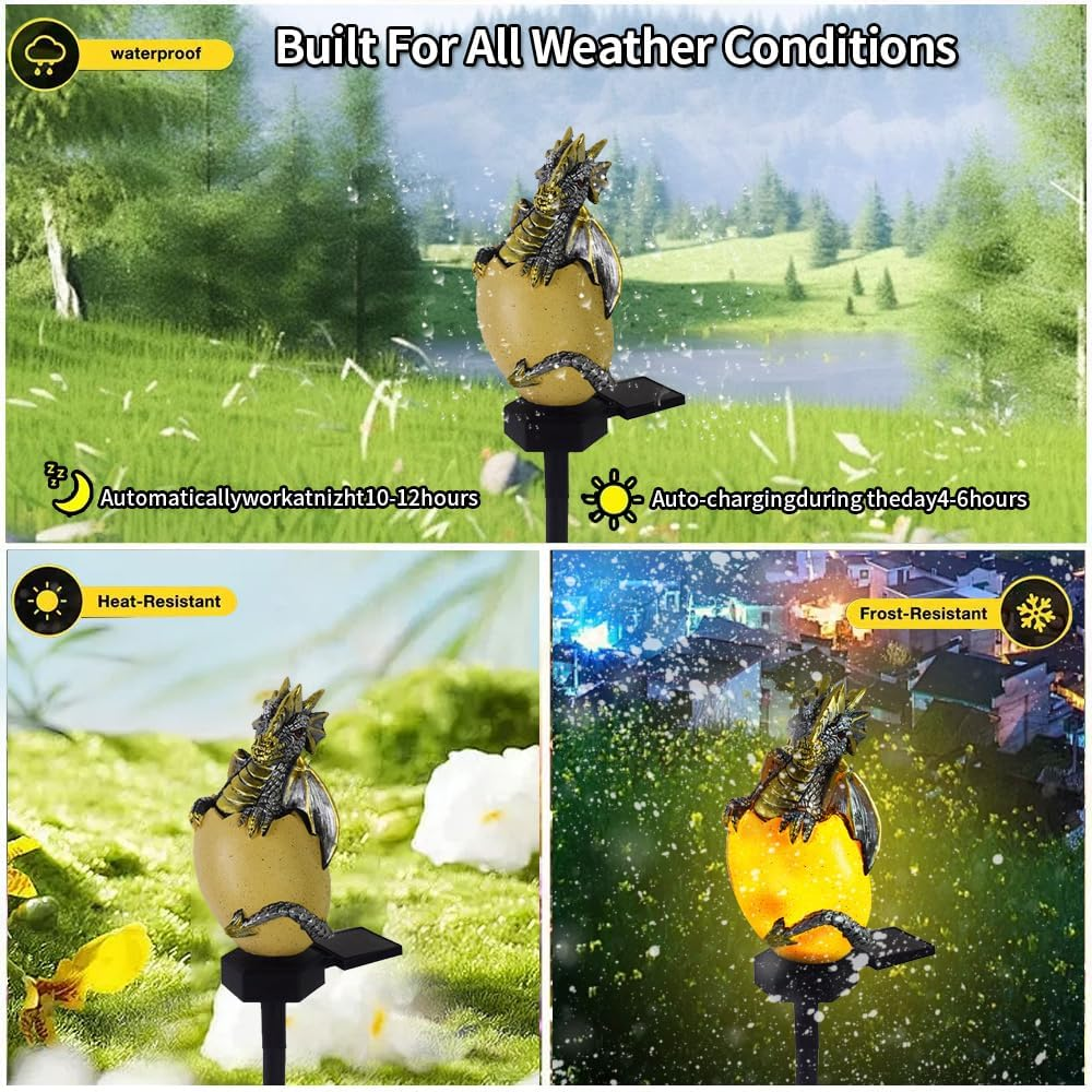 YZYOE Solar Energy Dragons Pet Light, Garden Decoration Resin Cute Animal Ground Lamp,Wireless Dusk to Dawn LED Sconce Lights Waterproof. image number 4