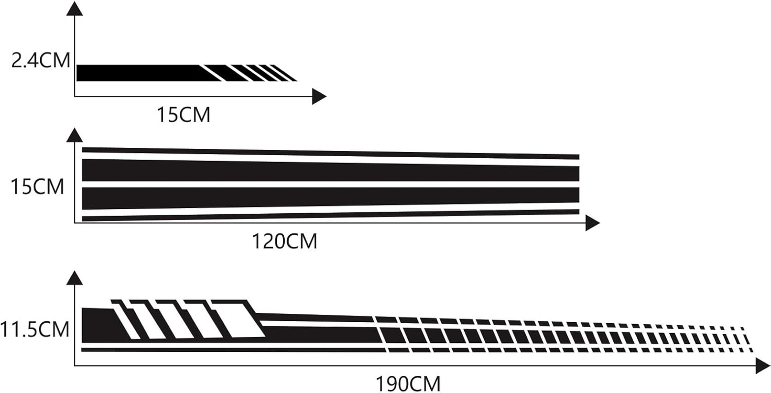 5PCS Car Hood Door Rear View Mirror Stripe Sticker for Car Racing Sports Body Side Skirt Stripe Decal Universal Vinyl Decoration for Car SUV Off-Road Vehicles(Black) - Red image number 3
