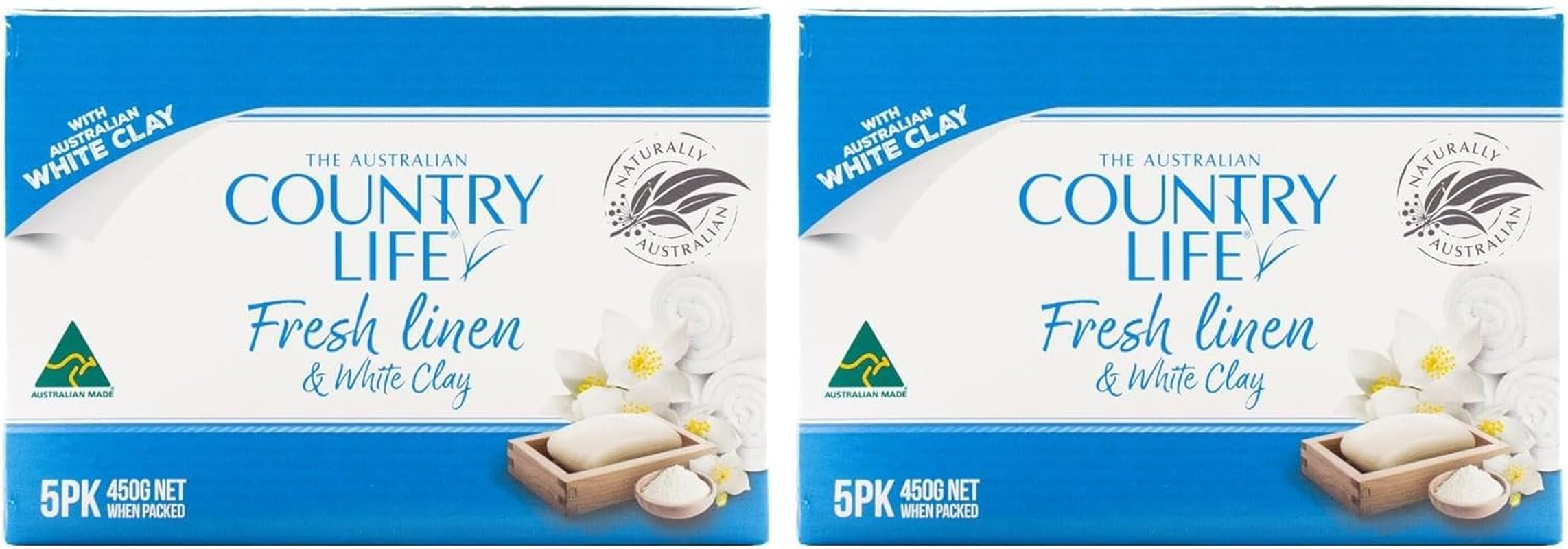 Country Life Fresh Linen and White Clay Soap 450 G (Pack of 5)