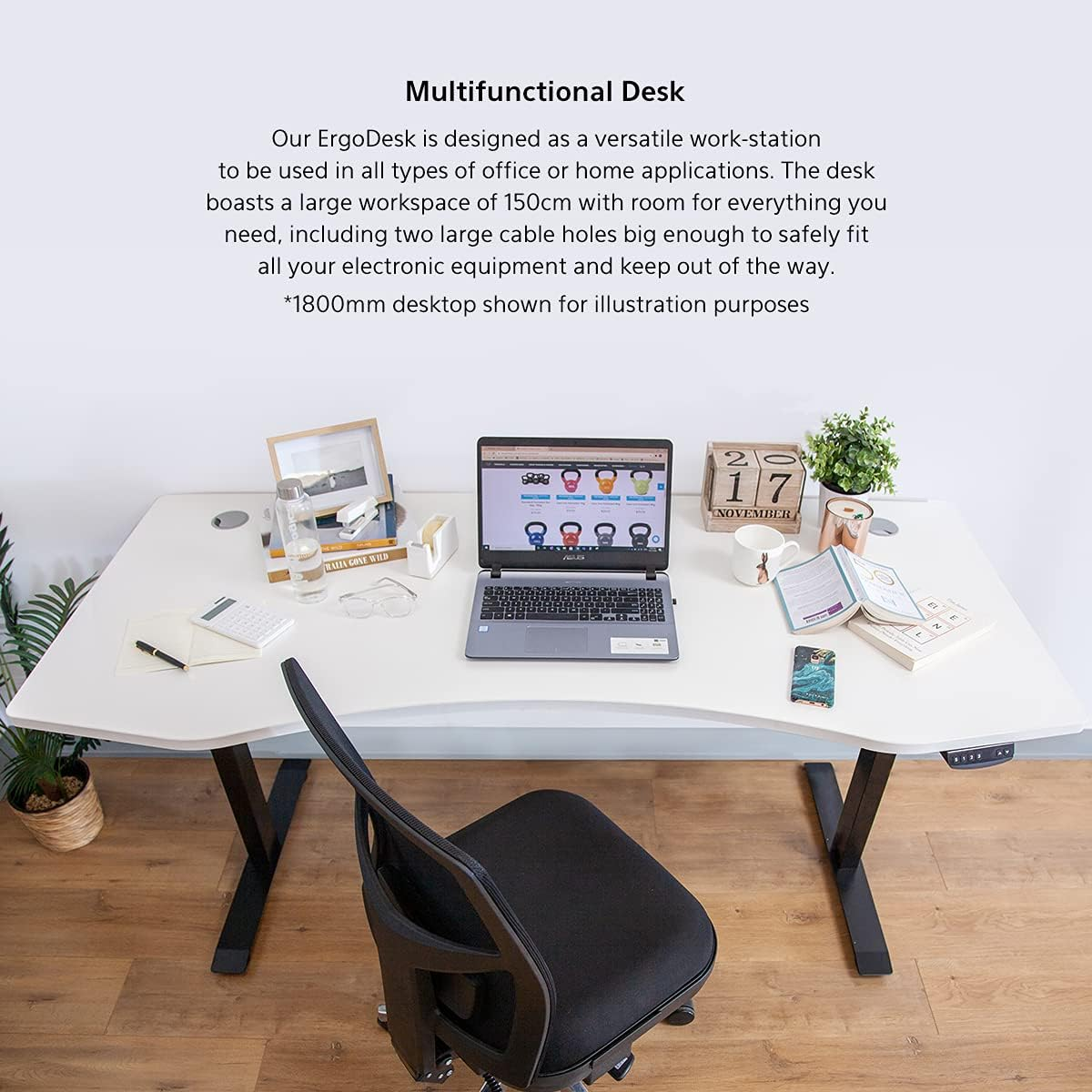 Lifespan Fitness V-FOLD Treadmill with Ergodesk Automatic Standing Desk, White, 150 Cm image number 4