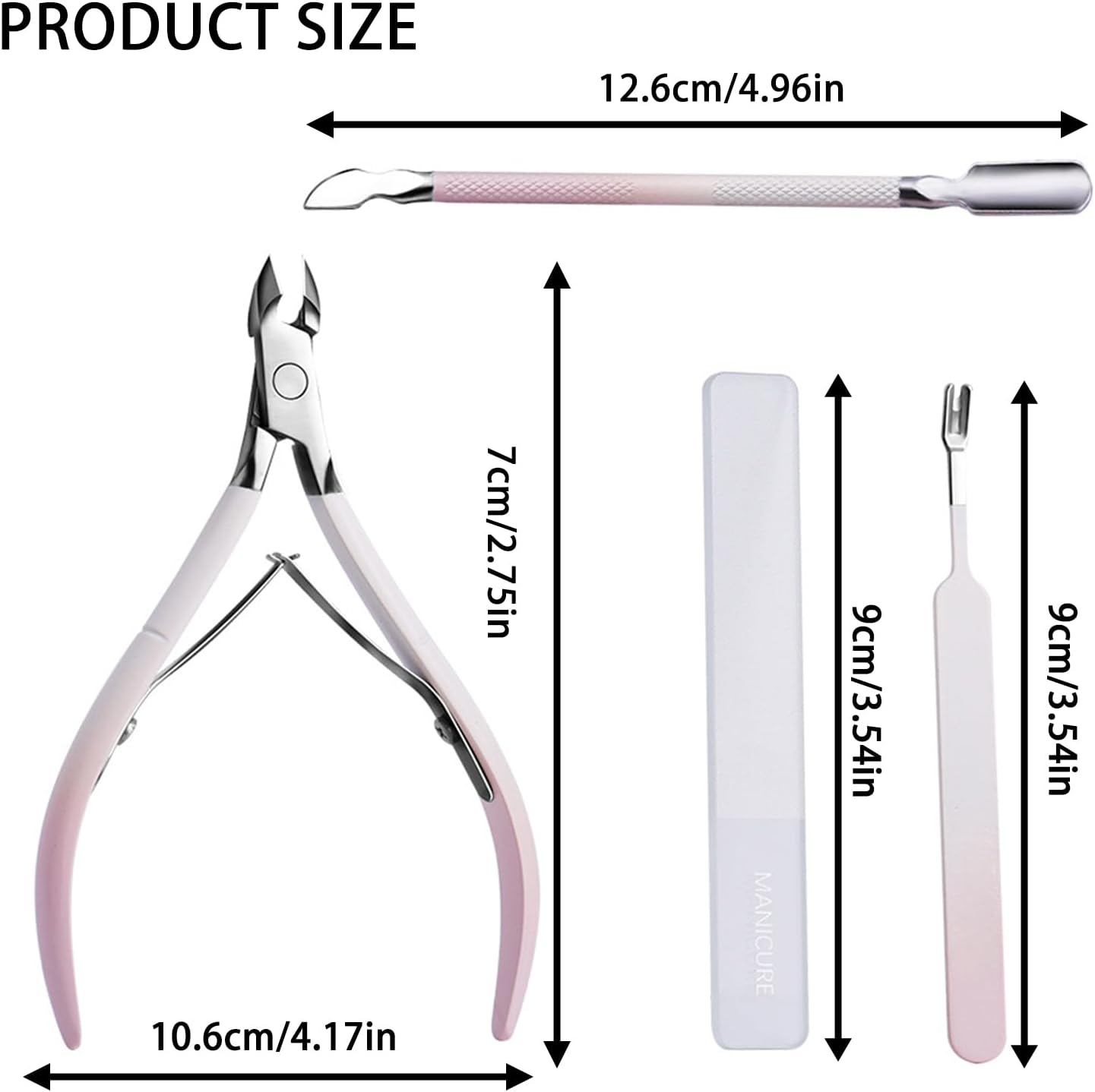 Professional Cuticle Remover & Manicure Kit: Cuticle Cutter, Trimmer, Clippers & Nail Tools Set, Dual-Ended Pusher & Glass Nail File (4-Piece in Leather Case) image number 4