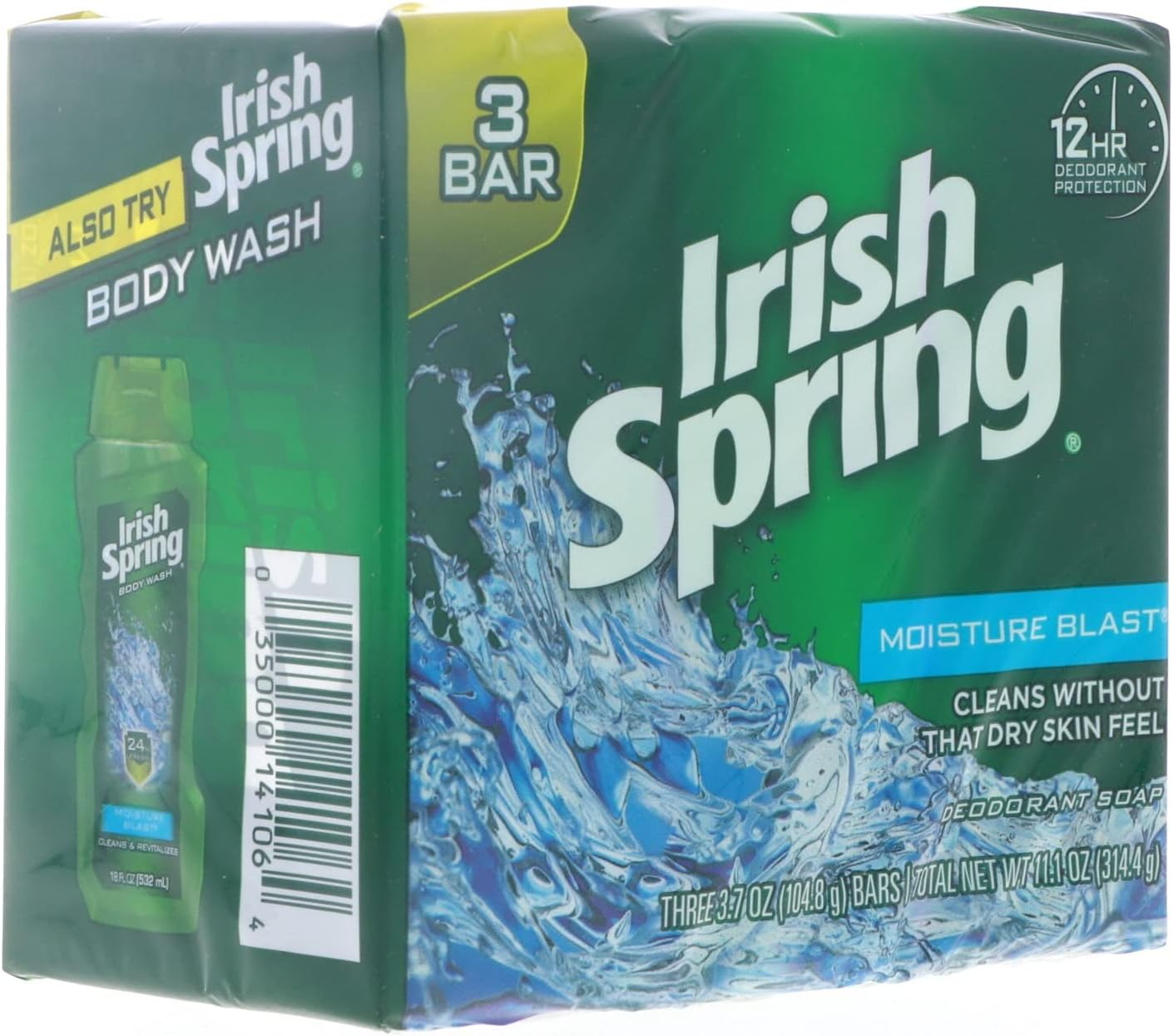 Irish Spring Moisture Blast Deodorant Bar Soap, 11.1 Oz Bars, 3 Each (Pack of 2) image number 6