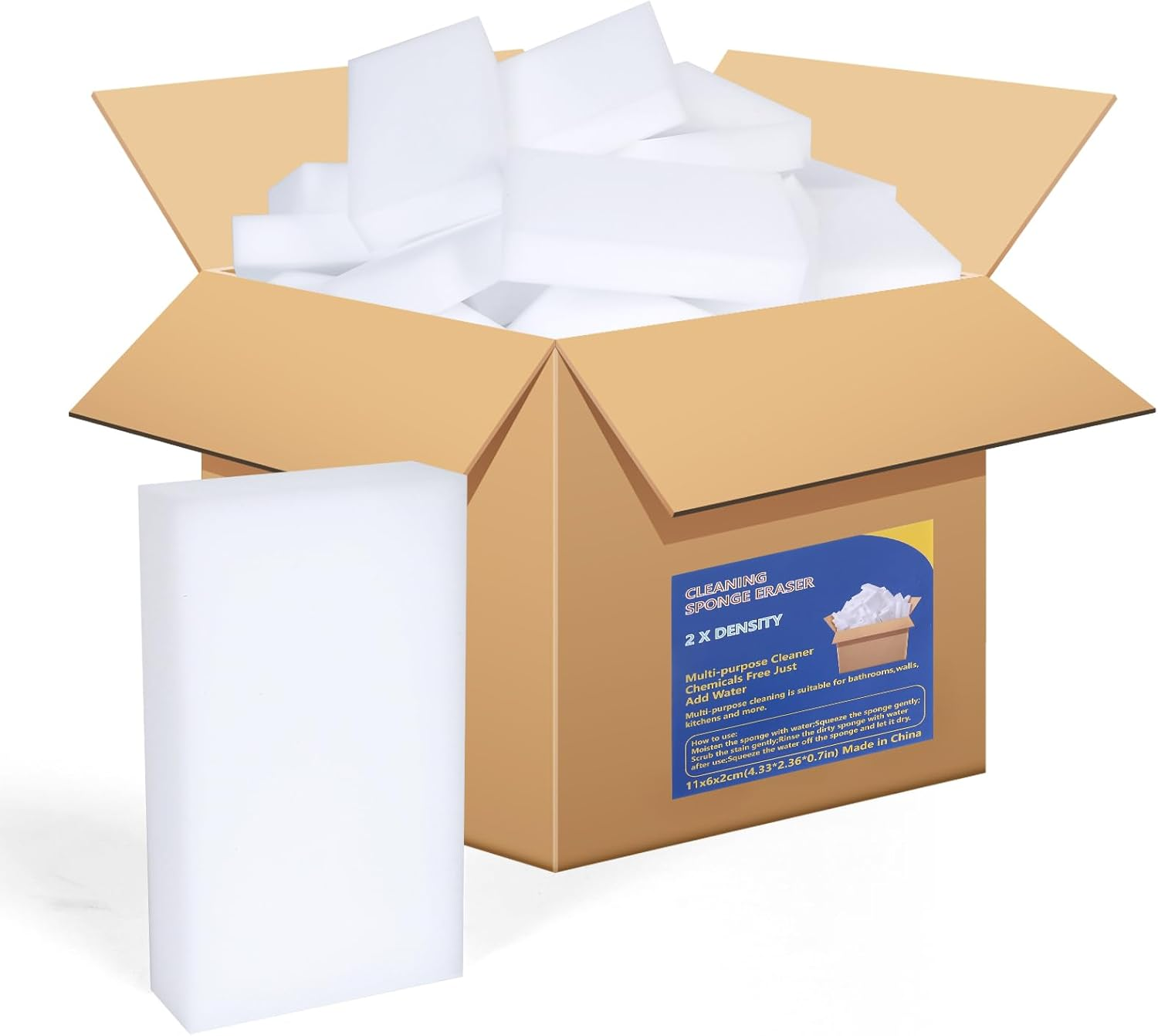 ZBQEJ Dirt Eraser, Pack of 100 Sponge Eraser, Cleaning Sponge, Magic Sponge Eraser, Miracle Sponge, White Cleaning Sponge, Melamine Sponge for Home, Kitchen, Wall, Bathroom, Shoe Sponge