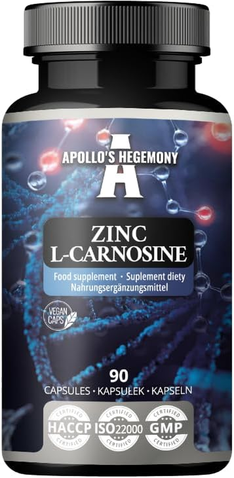 Zinc L-Carnosine 37.5 Mg per Capsule - 90 Vegan Capsules - 3 Months Supply - for Skin, Hair & Nail Health - Supplement by Apollo'S Hegemony image number 6