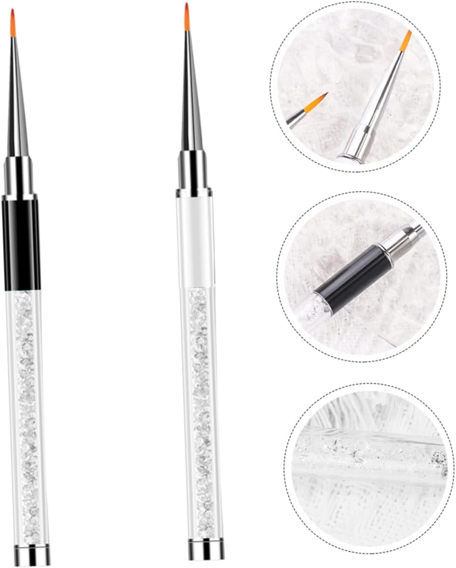 2Pcs Nail Art Brush Manicure Drawing Pen Nail Art Line Pen for Salon Supply Home Use image number 1